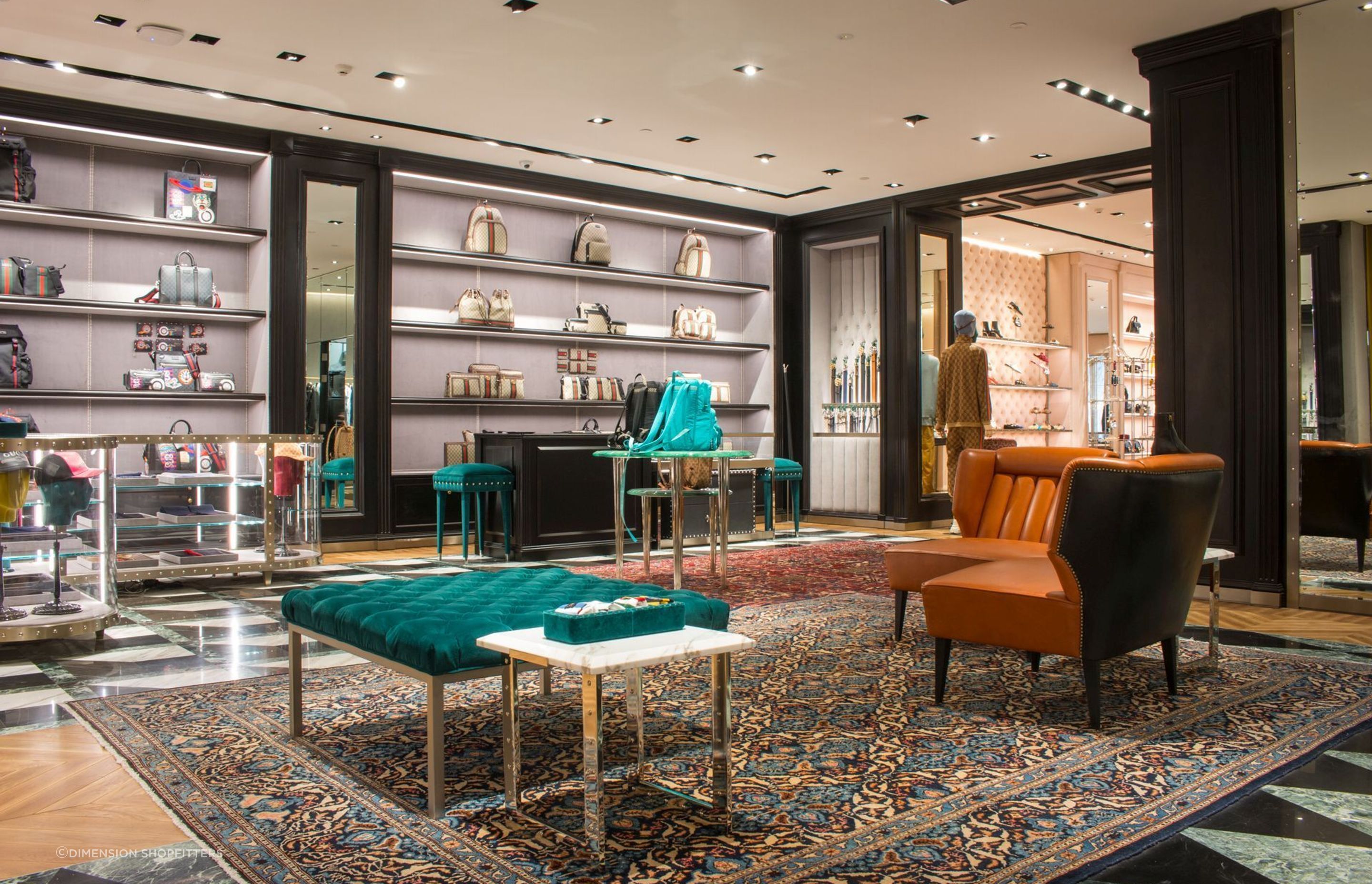 Dimension imports the international brand’s items, often made of expensive materials such as glass, polished brass or mosaic tiles.