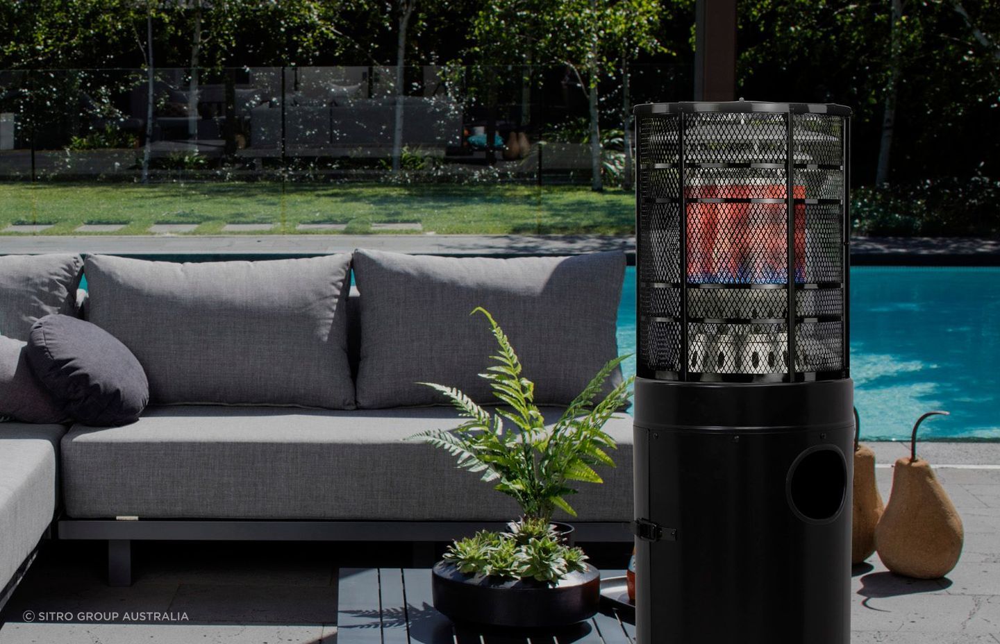The versatile Gasmate Stellar Black Area Heater by Sitro Group Australia.