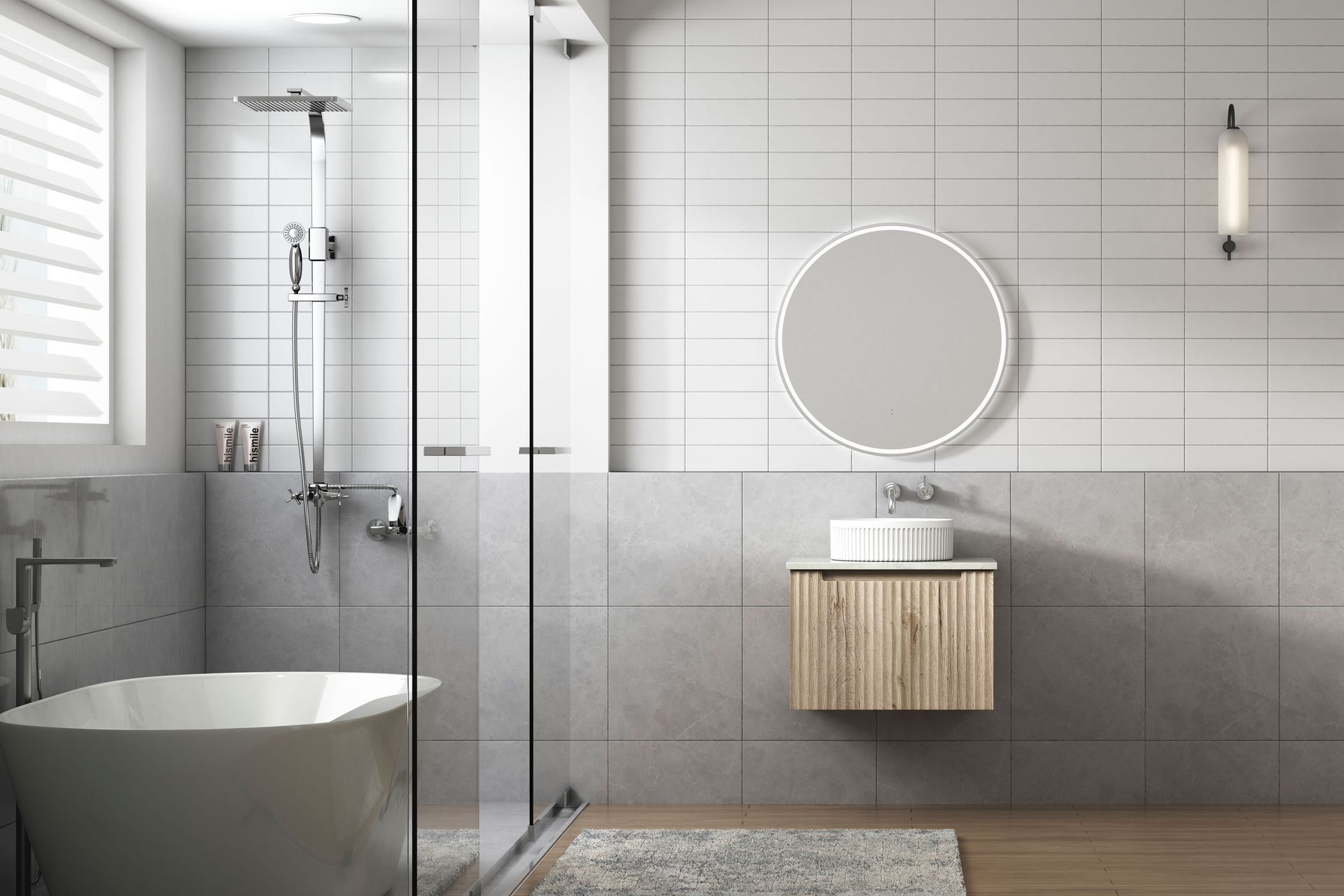 The Aulic Calder Wall Hung Vanity features a thermolaminated wave-groove wood-grain front finish, injecting a natural rustic vibe.