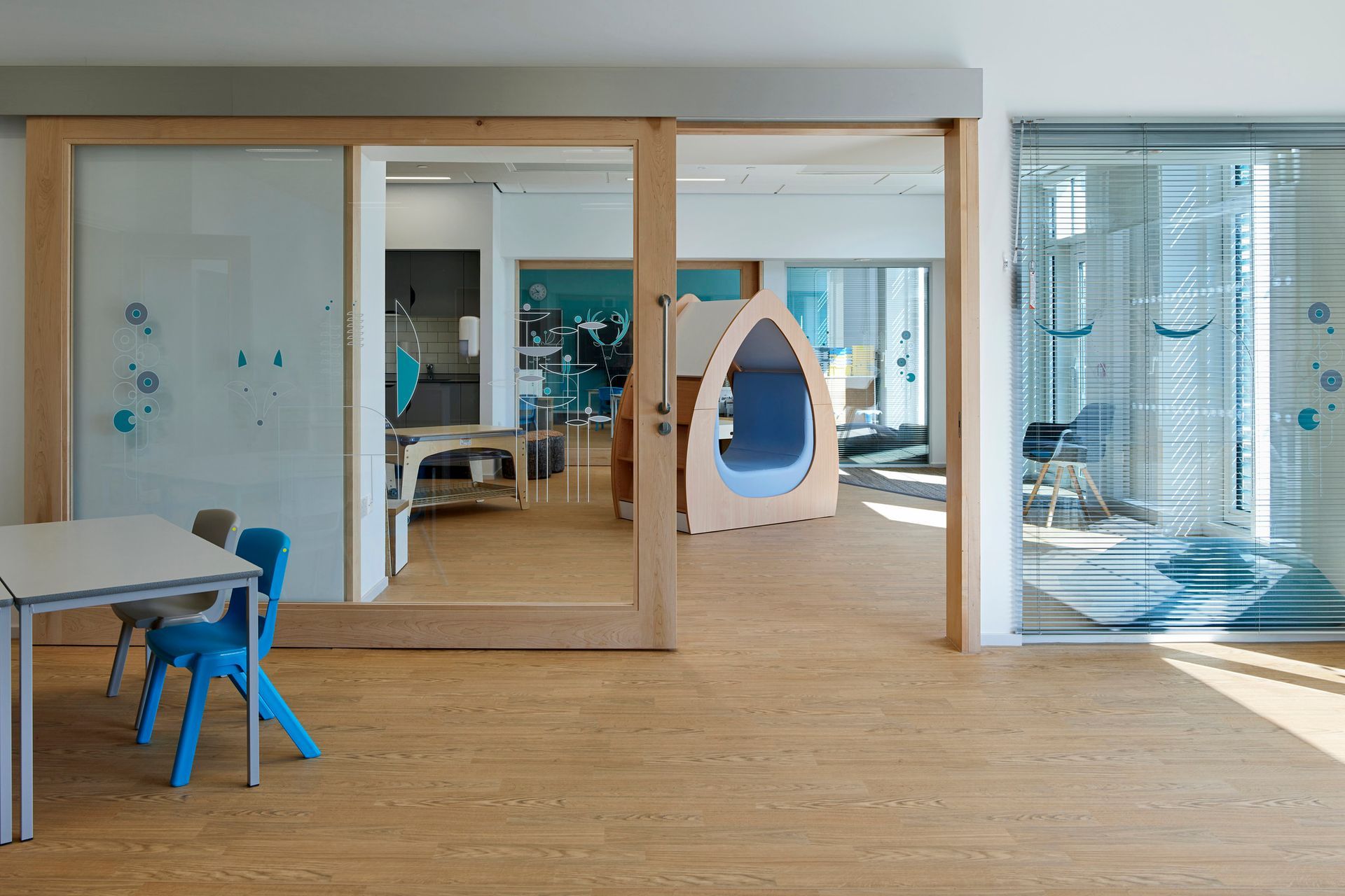 Available in a woodgrain-look, Altro's adhesive-free flooring offers flexibility across a range of design styles.