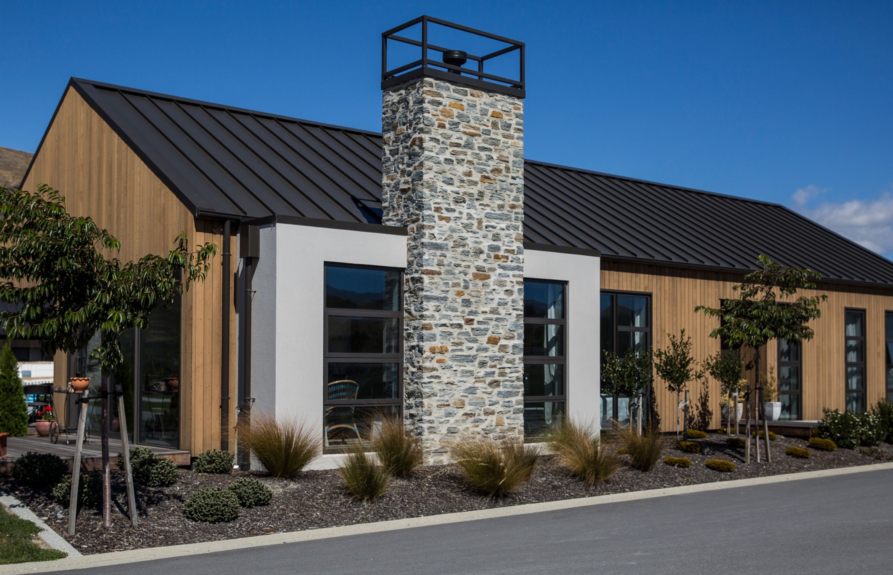 The exterior of this chimney was clad in Island Stone schist.