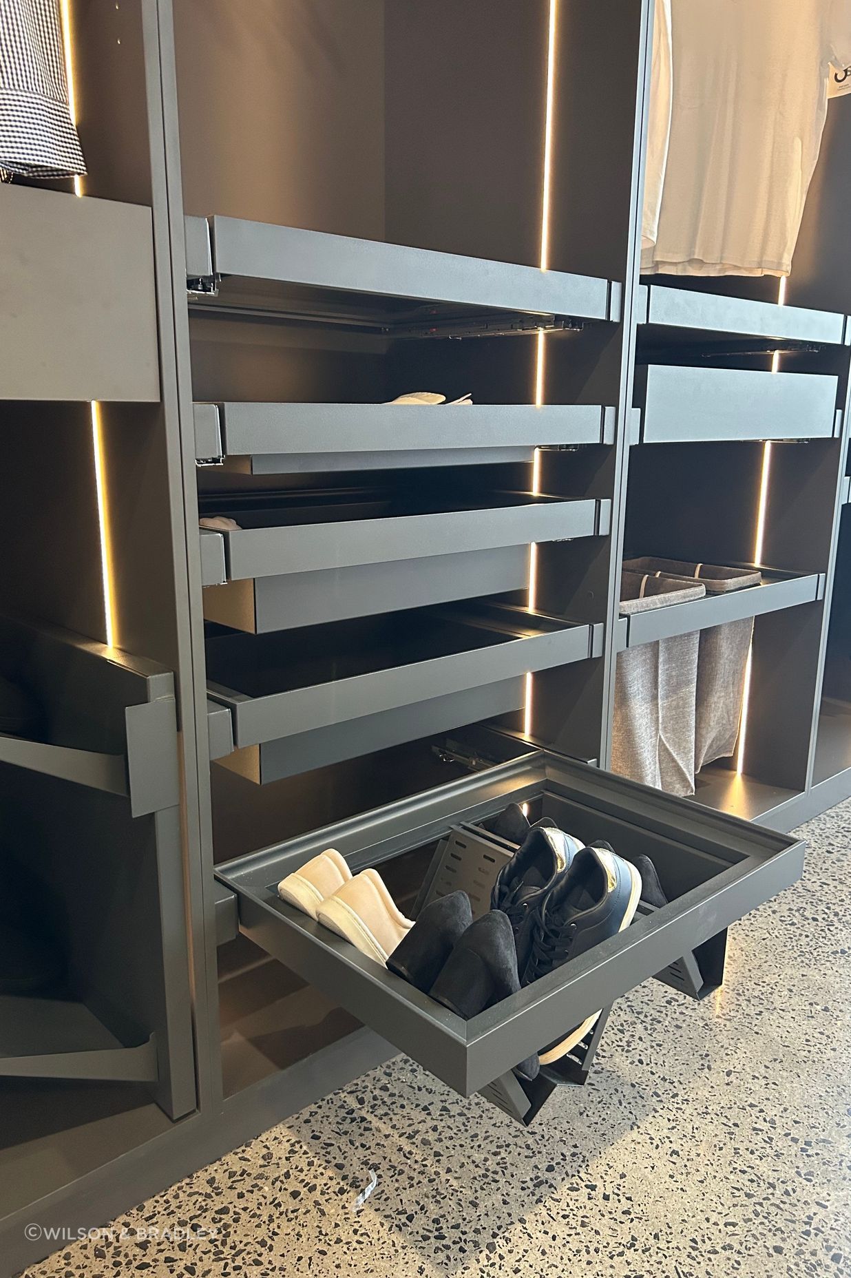 The SIGE Kaos Wardrobe System offers storage versatility.