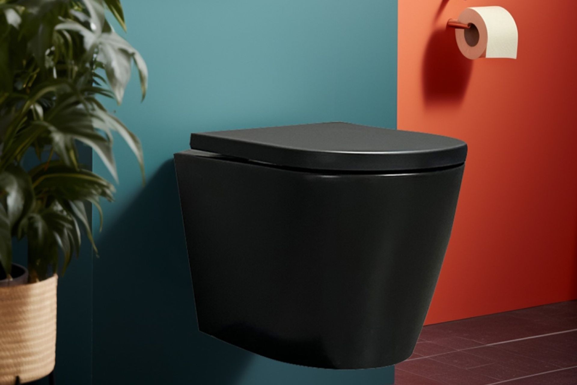 The bold and beautiful Boston Wall Hung Toilet in matte black is perfectly suited to small bathrooms and large spaces alike.