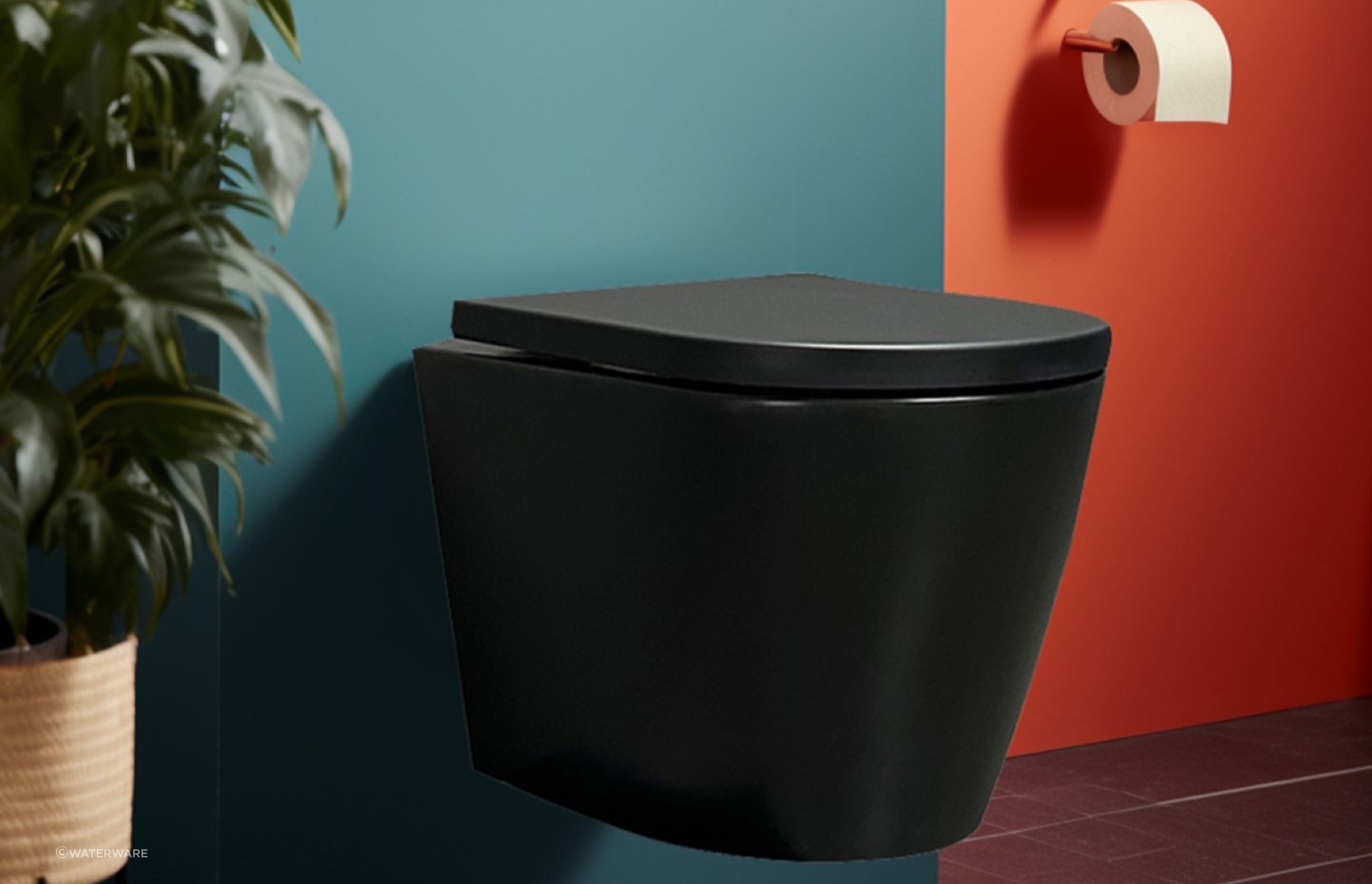 The bold and beautiful Boston Wall Hung Toilet in matte black is perfectly suited to small bathrooms and large spaces alike.