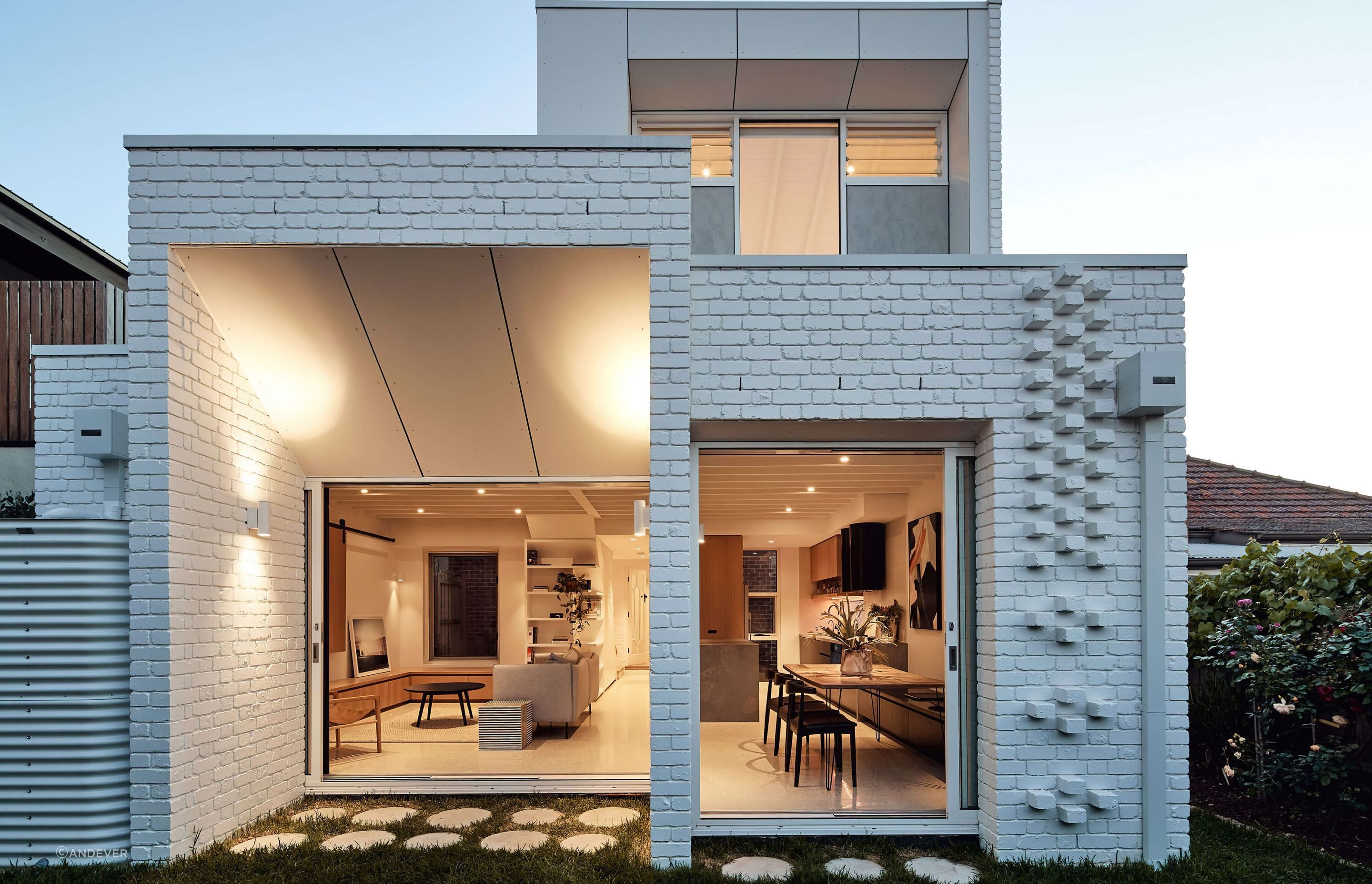 Depth and texture accentuated in the innovative design of Cascade House - Photography: Peter Bennetts