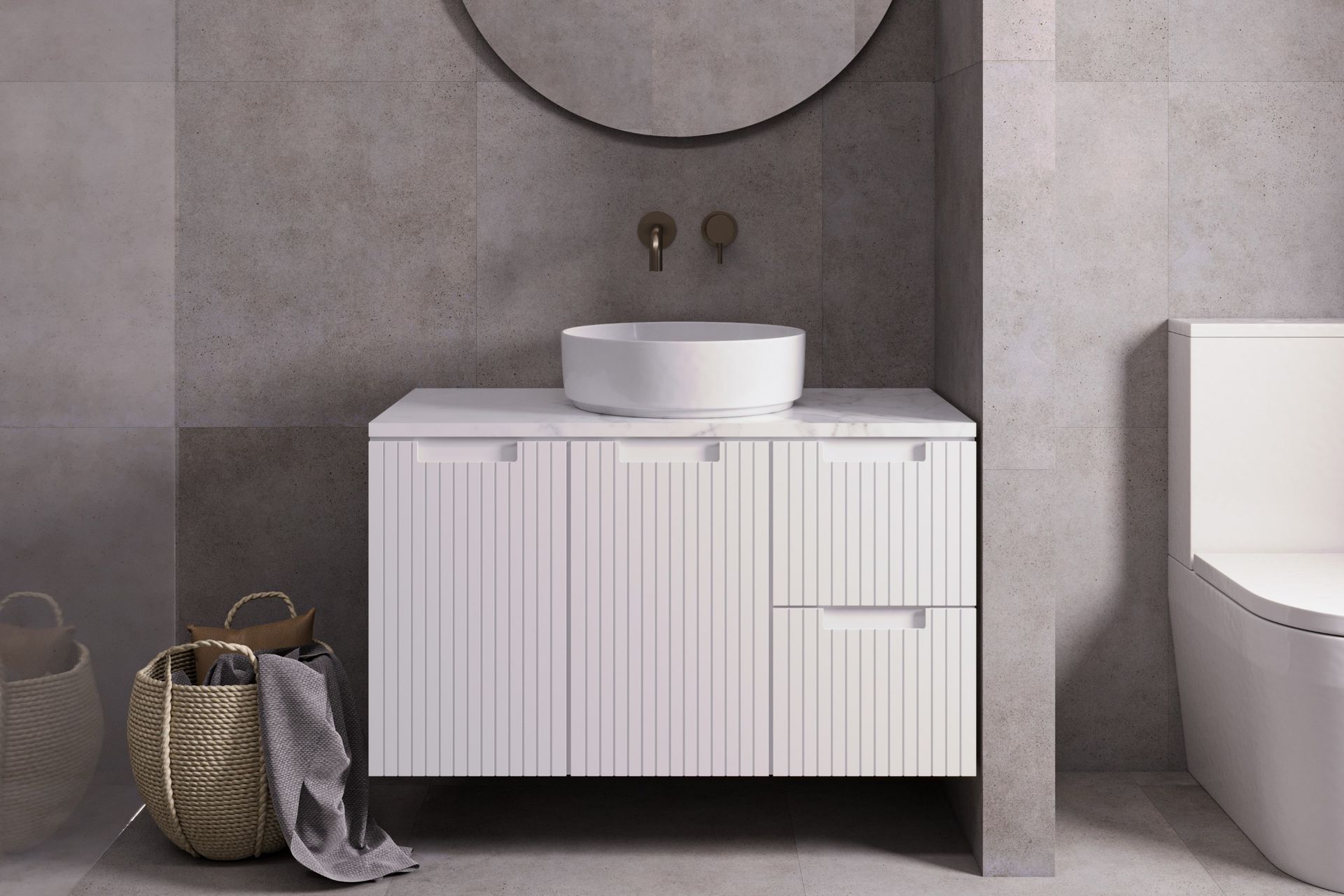 Designed by Shane Budge, the Catani 900 Wall Hung Vanity provides ample storage with luxurious styling.