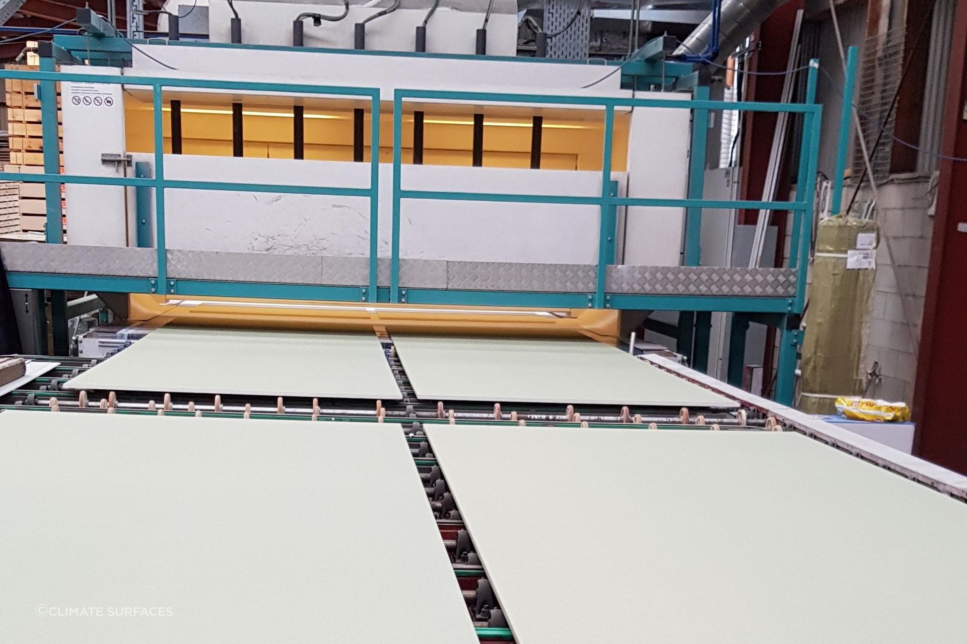 "Once the powder is made, it is applied under the same roof using two large-scale, very efficient coating lines. Powder that is not applied to the substrate is reclaimed and reused with the new powder."