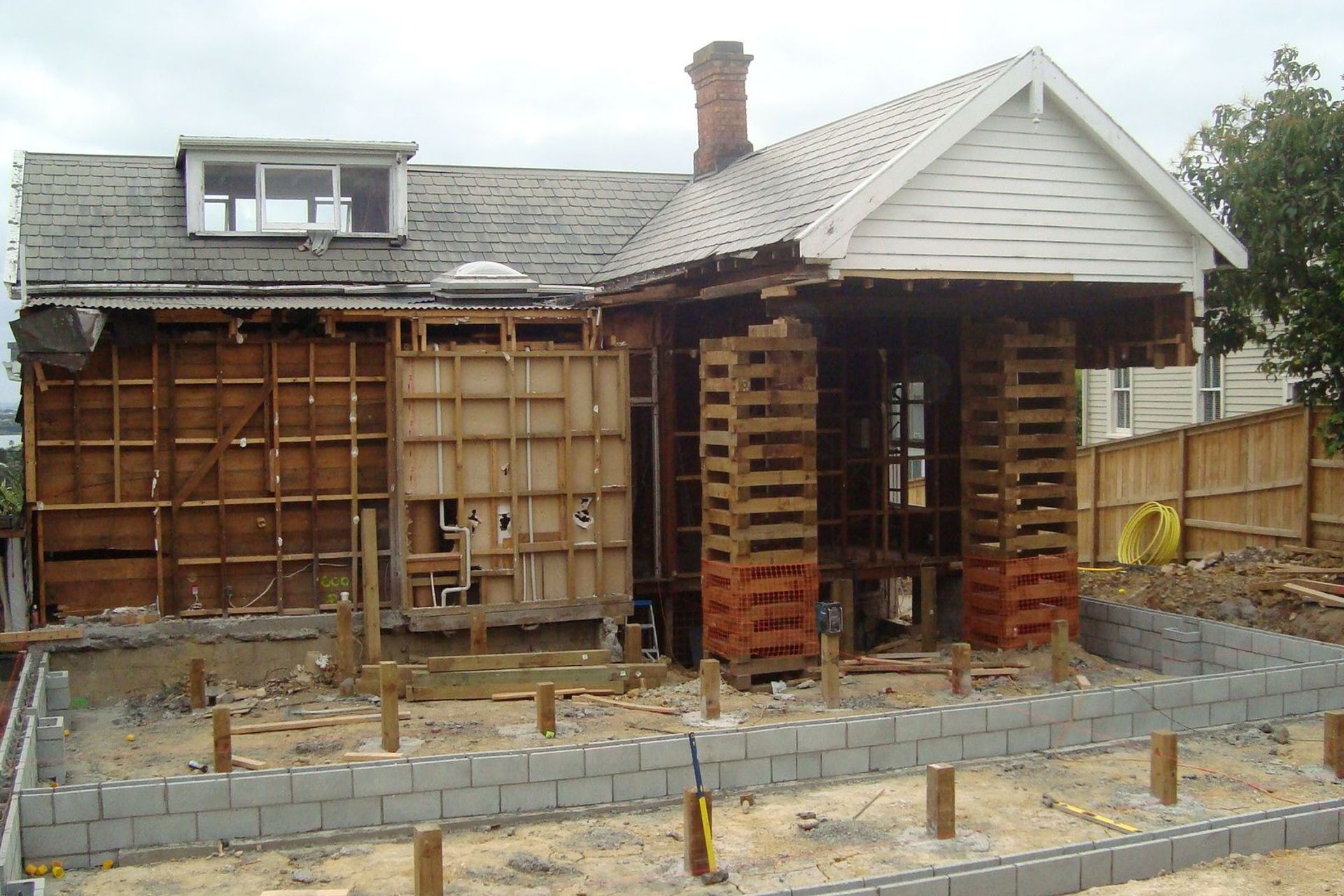 The old walls at the back of the house were stripped away and replaced.