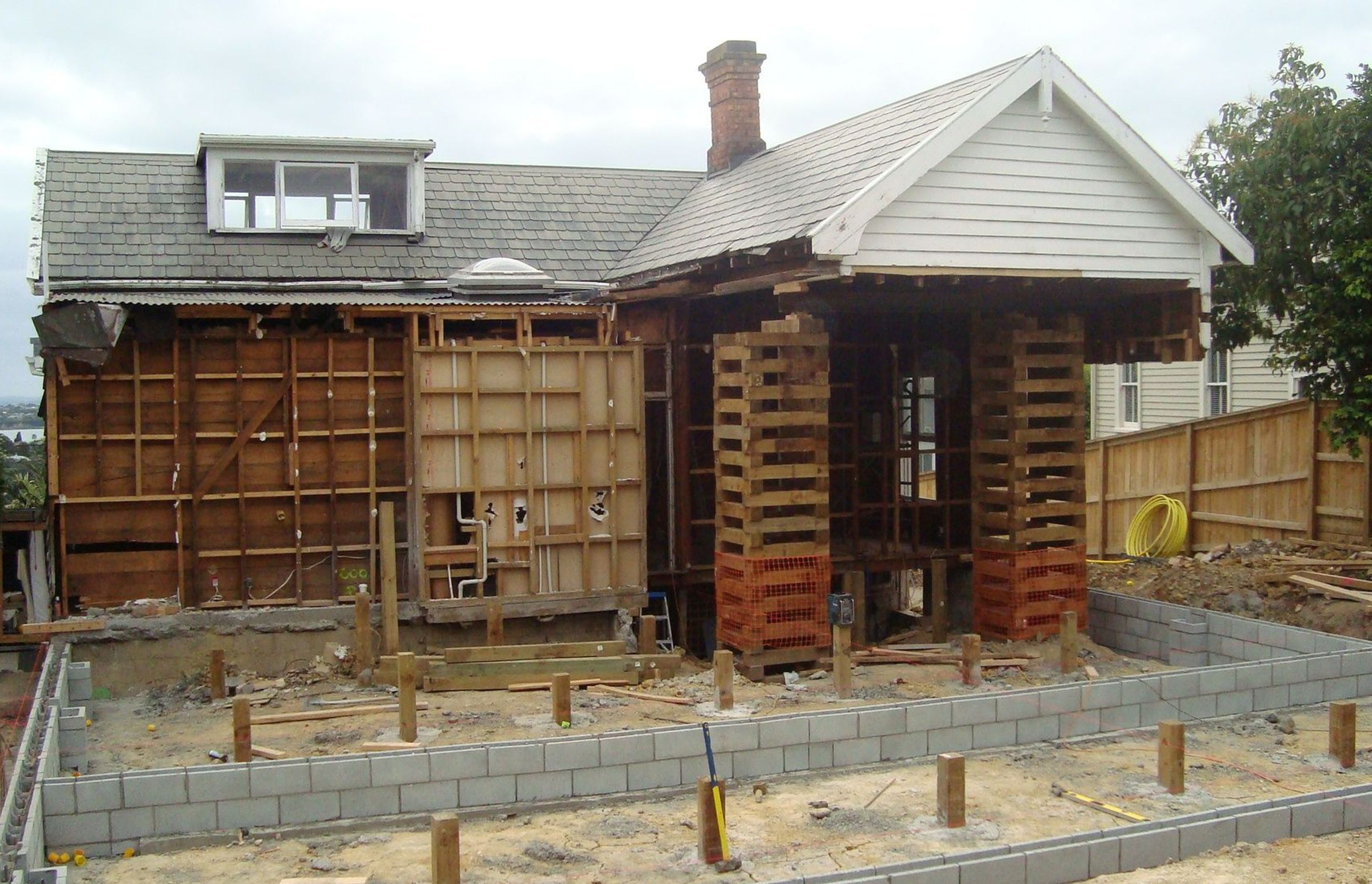 The old walls at the back of the house were stripped away and replaced.