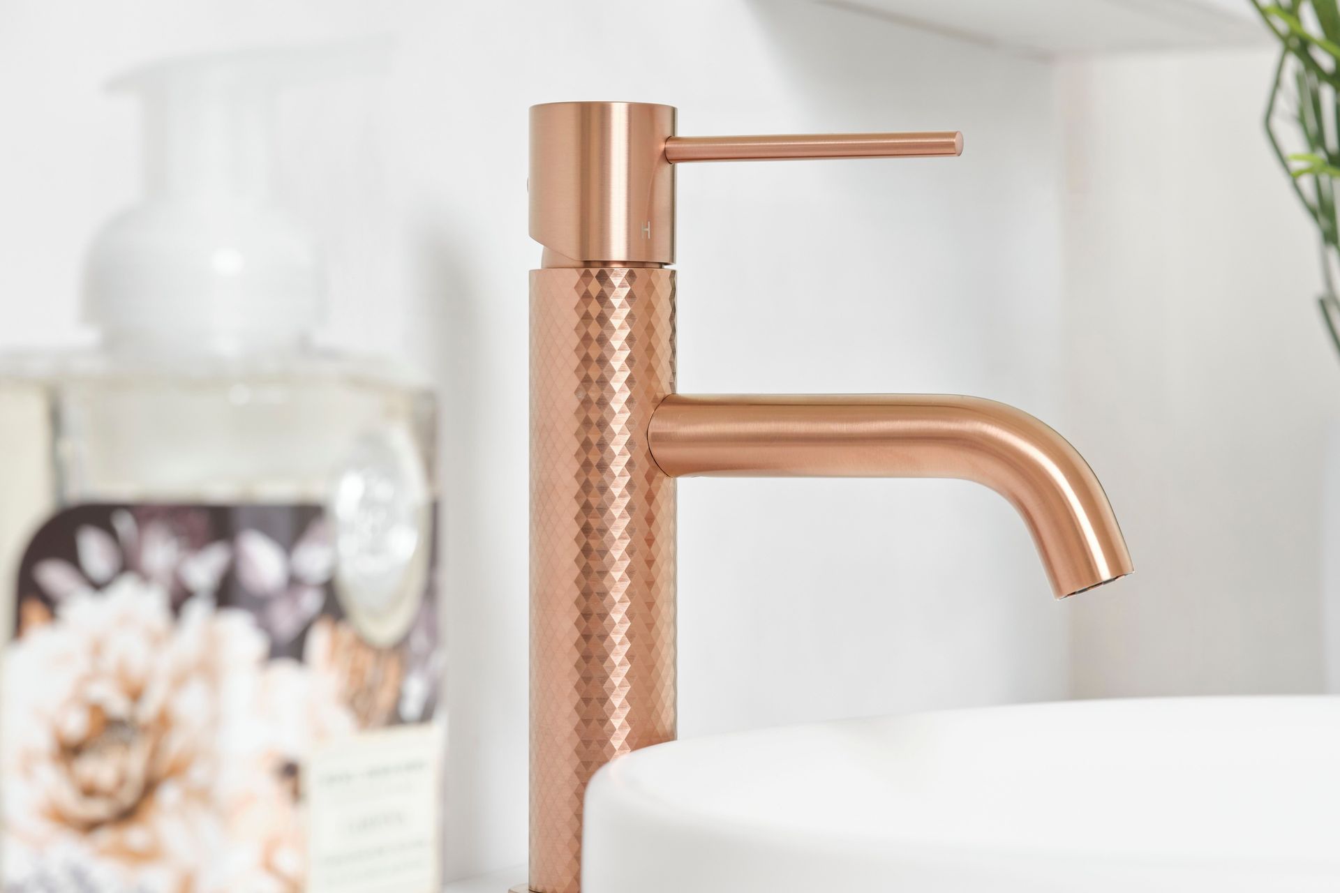 The new diamond textured finish on the Greens Tesora Basin Mixer.