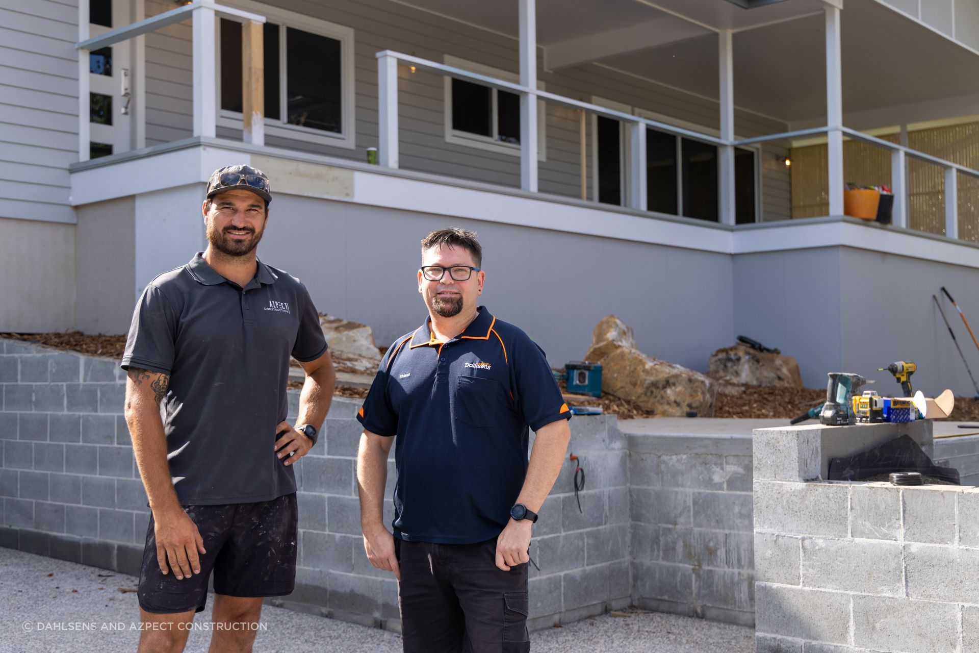 Aaron Benson, Azpect Constructions, with Shaun Beattie, Branch Manager of Dahlsens Gosford