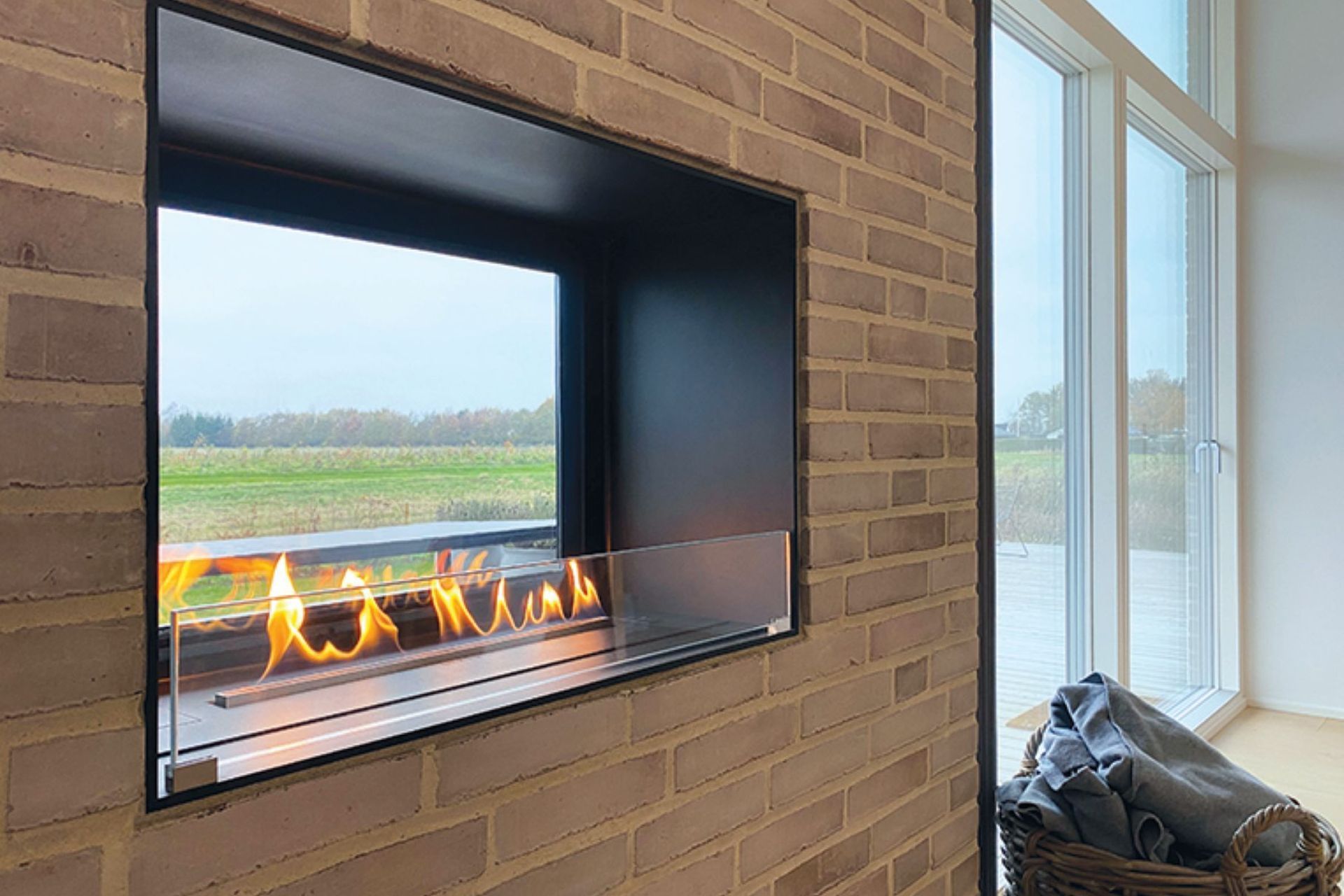 Ideal for making bold design statements, this BEV fireplace from DecoFlame Net Zero Fireplaces showcases a contemporary look.
