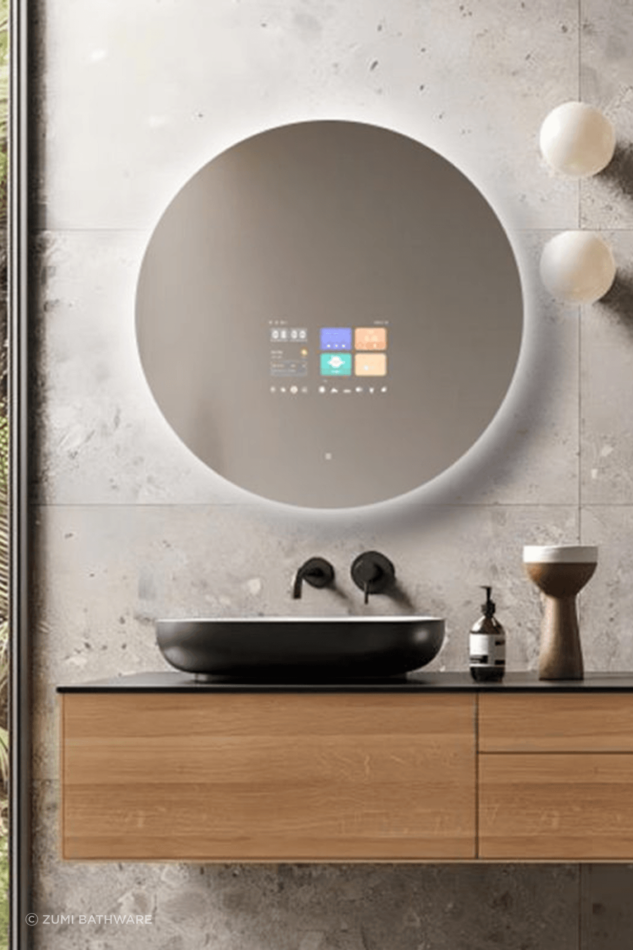 Stream music, podcasts, or videos effortlessly while enjoying the convenience of Bluetooth-enabled accessories like the precision scale and advanced skin tester, which provide real-time weight tracking and skin health analysis directly on the mirror.