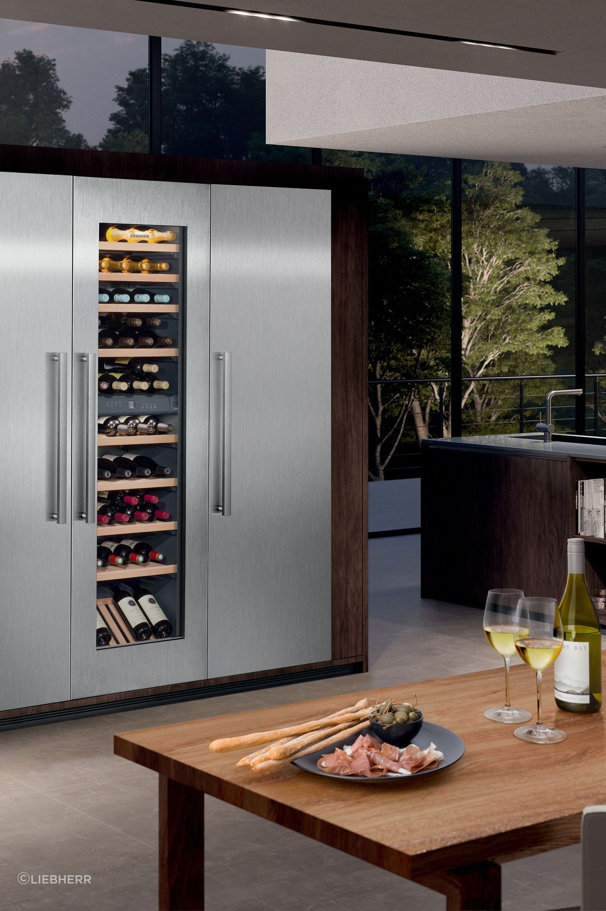 Pictured here, the advanced dual-zone EWTdf 3553 wine cabinet offers a number of innovative solutions for wine storage including dual temperature zones.