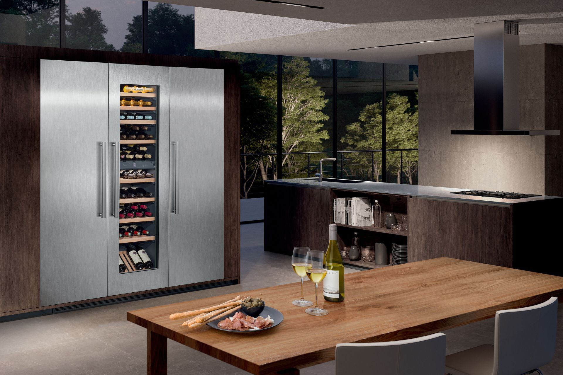 Pictured here, the advanced dual-zone EWTdf 3553 wine cabinet offers a number of innovative solutions for wine storage including dual temperature zones.