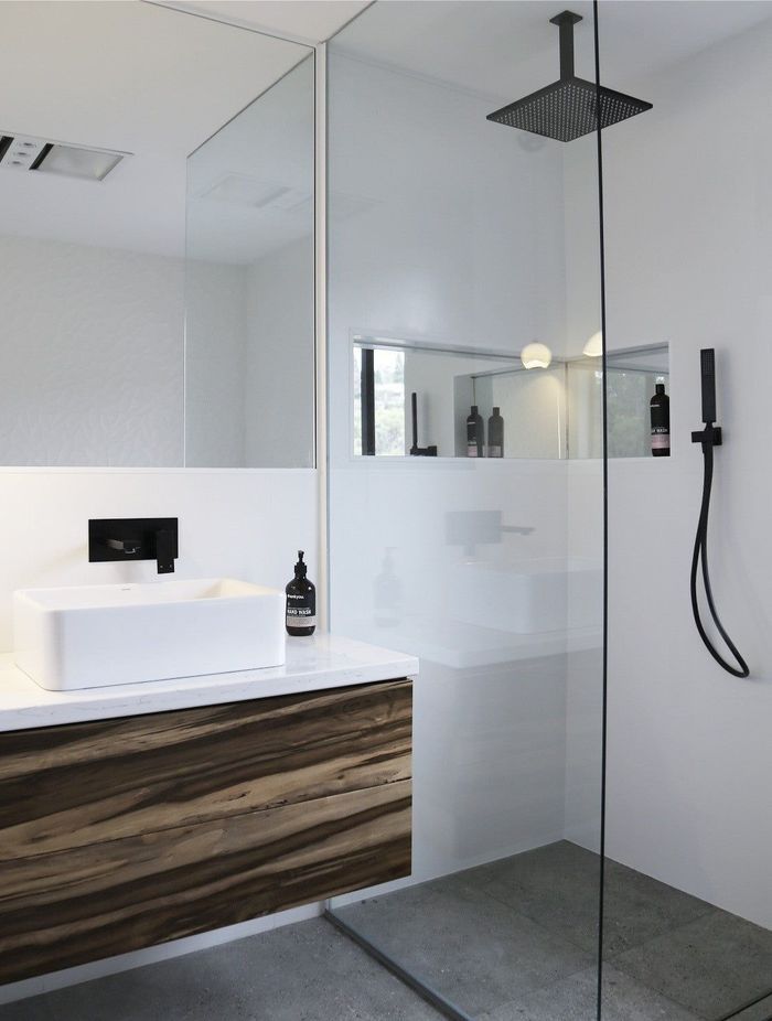 Square Ceiling Shower 300mm rose, 200mm dropper - Matte Black by Meir