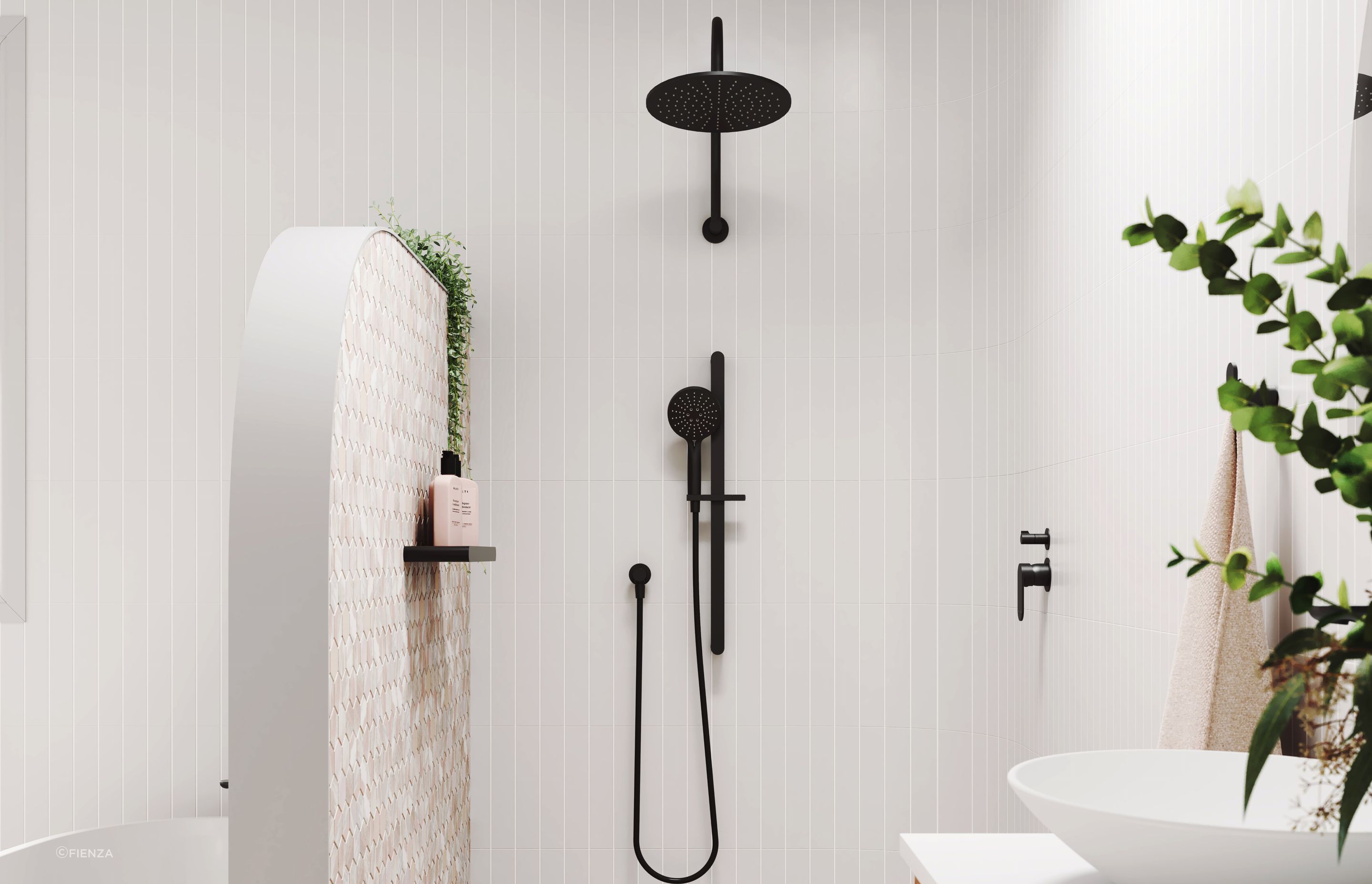 The Empire Slim showers are available in the same colour options as the available tapware and accessories, making it easy to create a cohesive design.