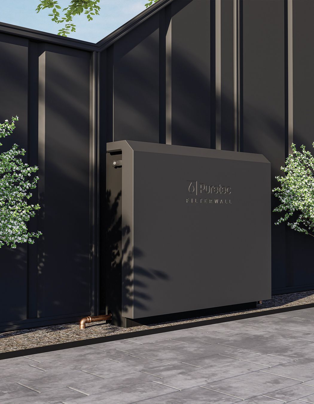 Improve the water within your home with the FilterWall-F6-CC, a state-of-the-art 3-stage filtration system that seamlessly integrates chlorine and sediment filtration with ScaleProtect technology to combat scale build-up within your living space.