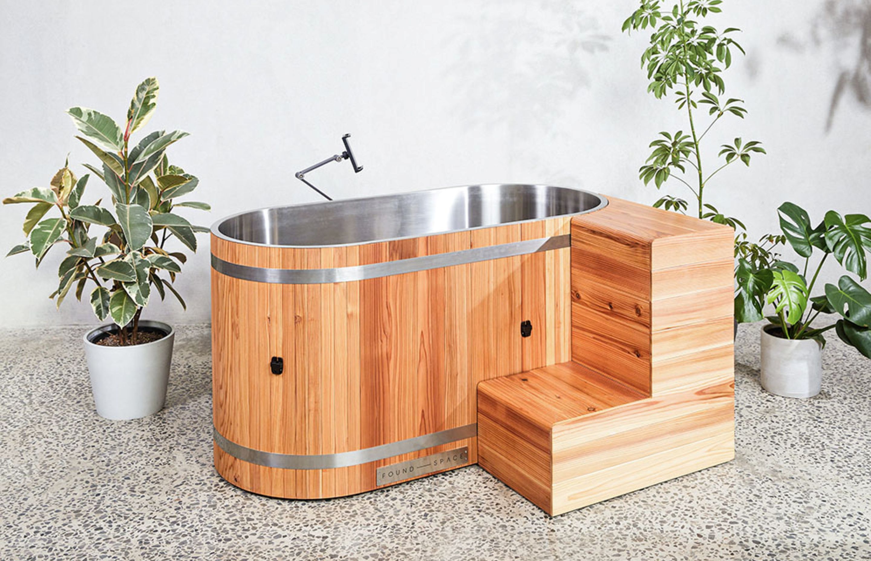 The stunning ice bath from Found Space is typically used outdoors, but can be installed indoors in a wet room.