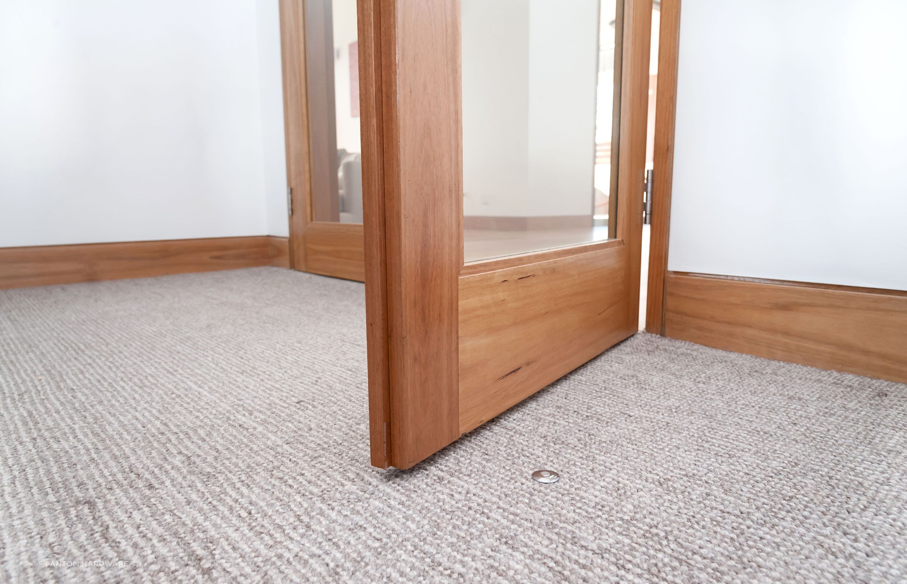 The Fantom Doorstop is able to be used on any floor covering, including carpet.