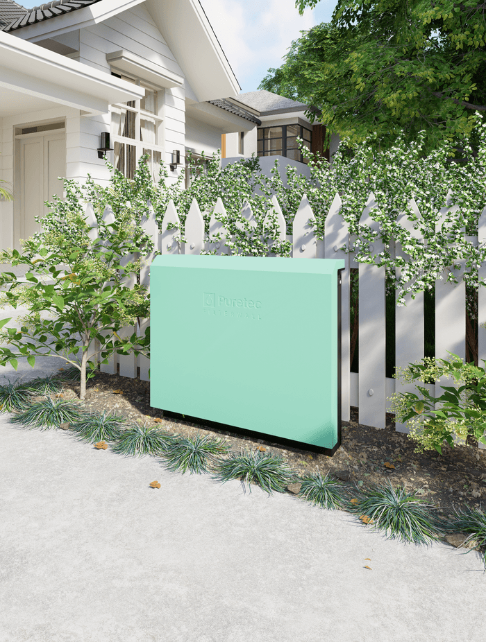The FilterWall's vibrant colour options can be an eye-catching addition to the front or back garden.