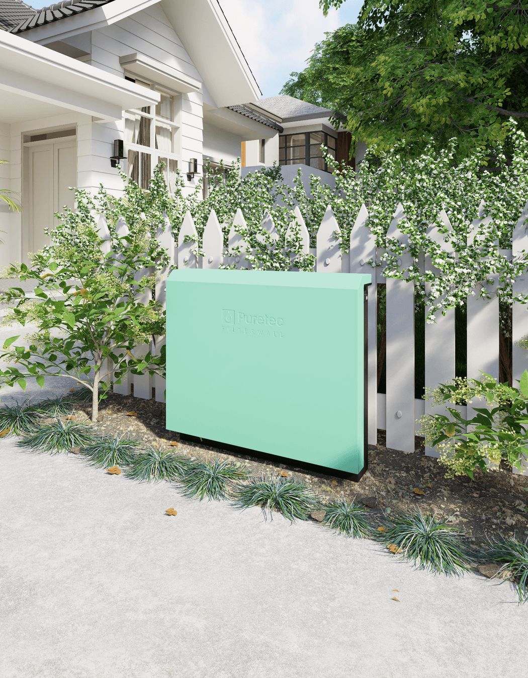 The FilterWall's vibrant colour options can be an eye-catching addition to the front or back garden.