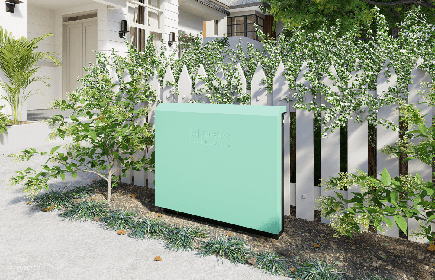 The FilterWall's vibrant colour options can be an eye-catching addition to the front or back garden.