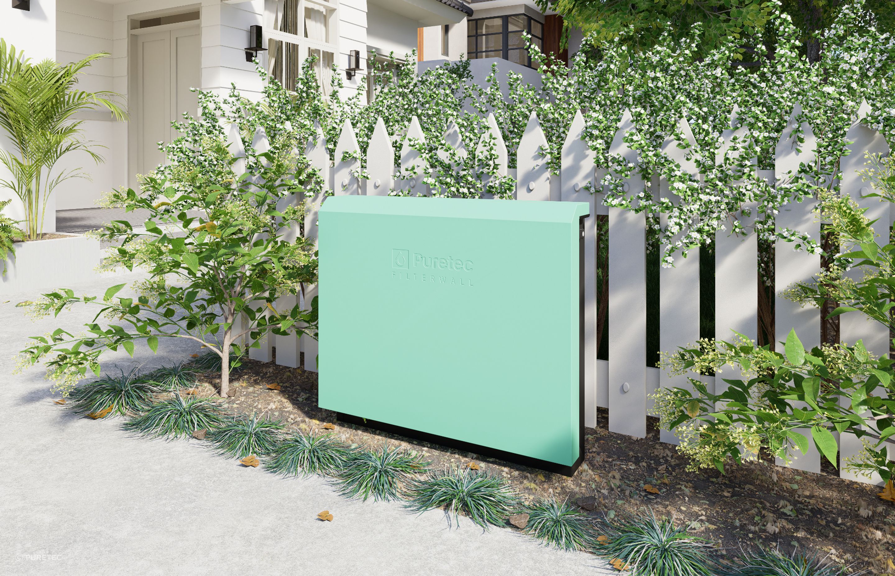 The FilterWall's vibrant colour options can be an eye-catching addition to the front or back garden.