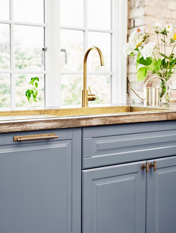 Enhance a country style kitchen with distressed hardware.