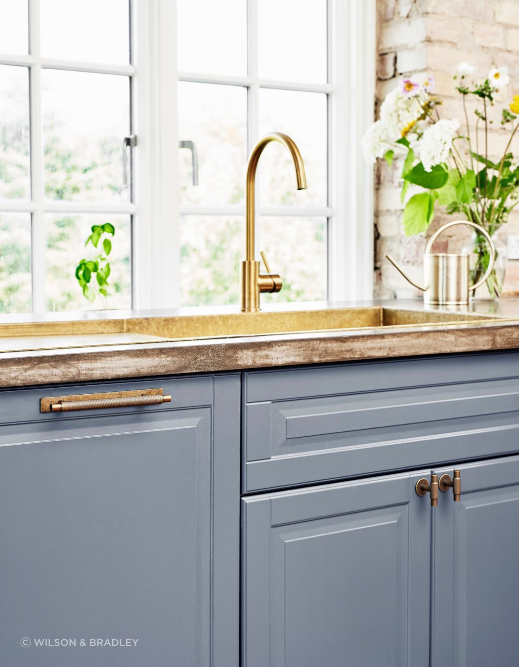 Enhance a country style kitchen with distressed hardware.