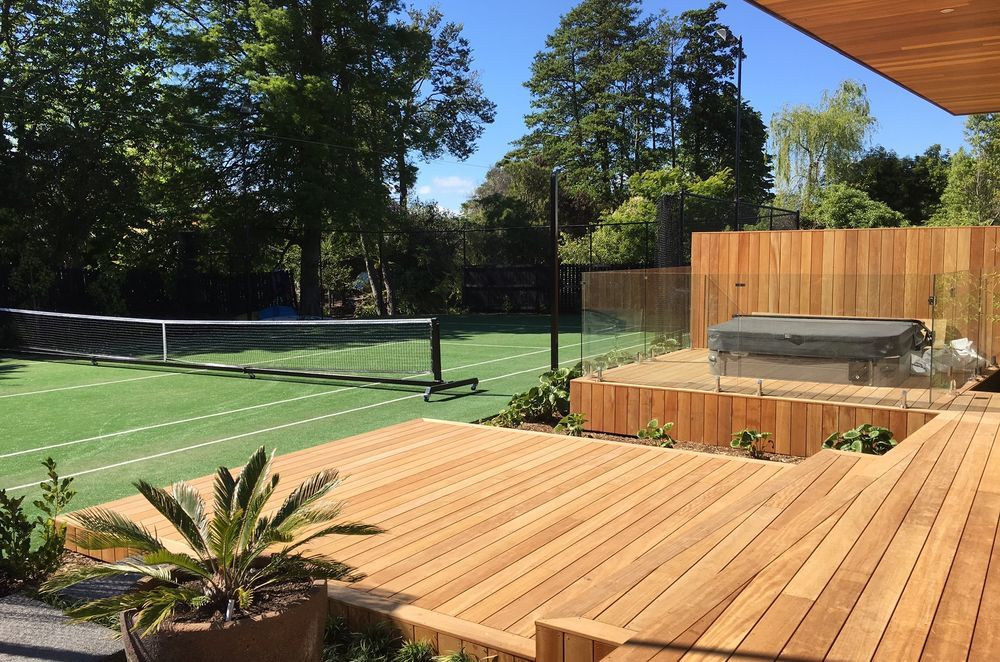 Attractive golden coloured hues of Garapa Hardwood Decking by Timberline.