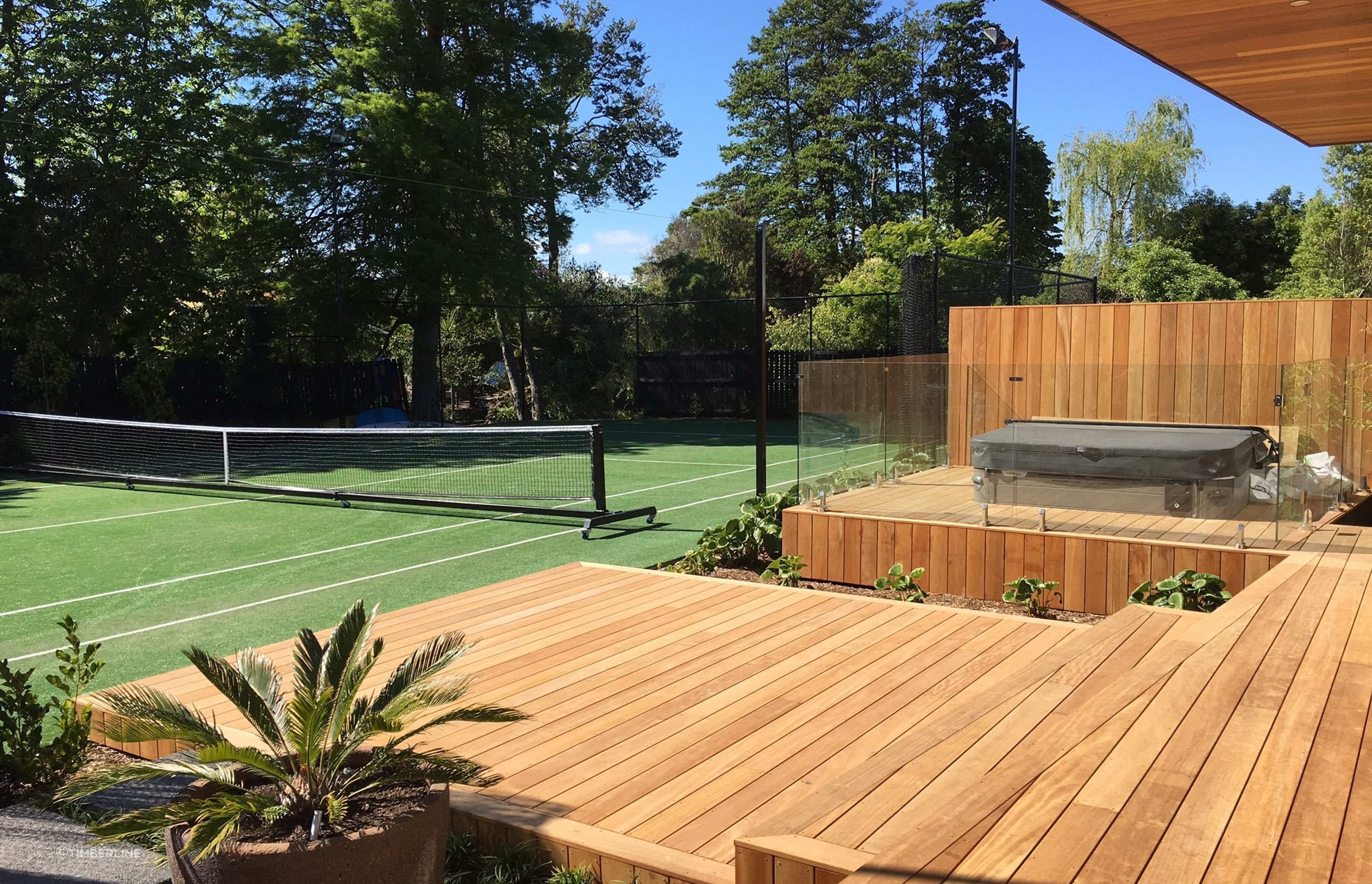 Attractive golden coloured hues of Garapa Hardwood Decking by Timberline.