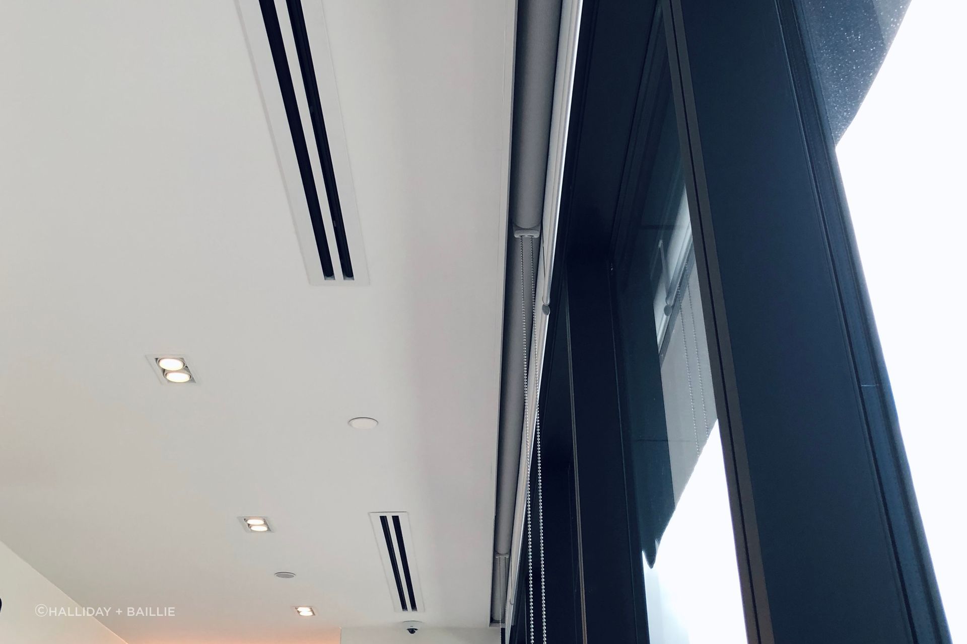 Recessed blind box for seamless waterfall visuals