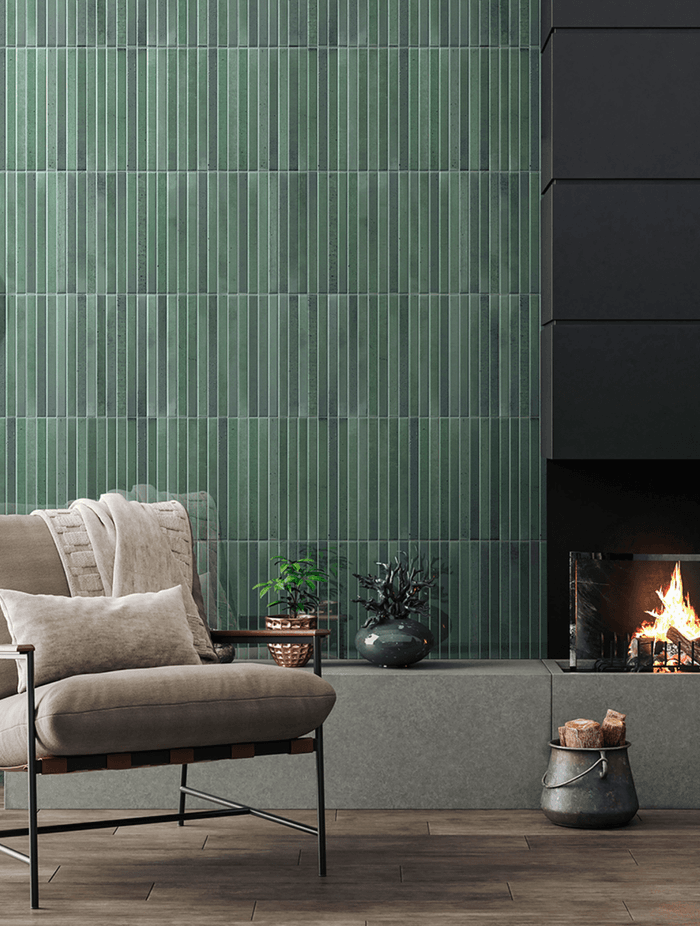 'Home' is an Italian collection that introduces the finger mosaic concept in a brick tile format - shown above in the shade 'Forest.'