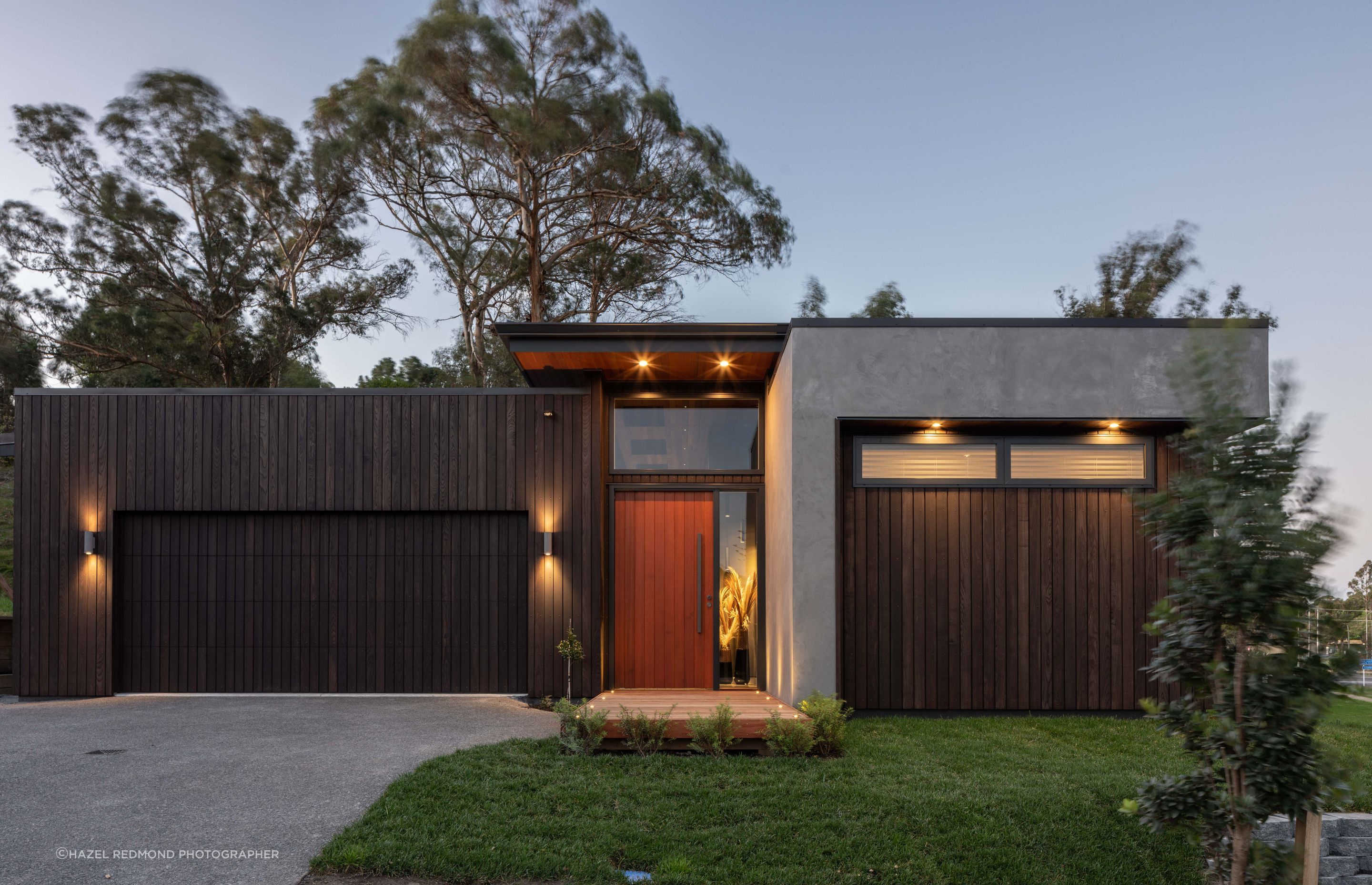 Built by Design Builders Hawke's Bay, this stunning architectural home used Thermory Ash cladding when cedar wasn't available, due to supply chain issues.