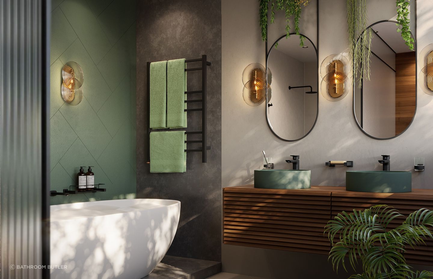 Bathroom Butler's Cubic 8 in matte black suits these warm autumn tones.