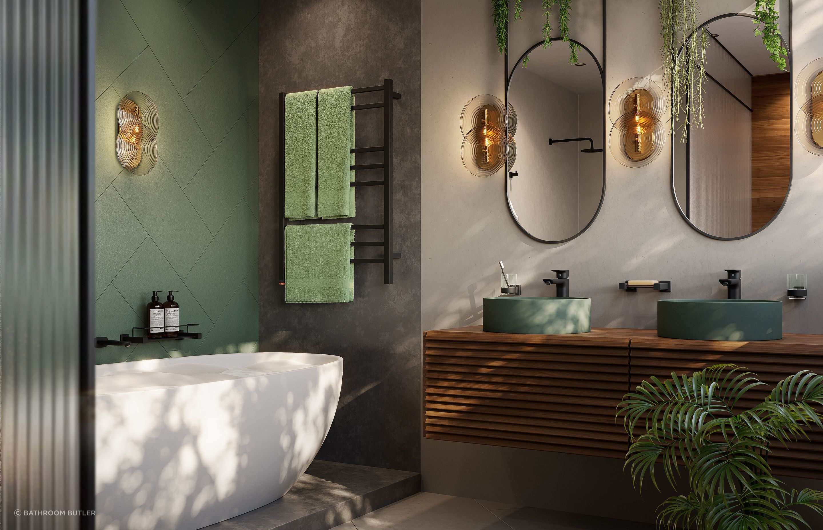 Bathroom Butler's Cubic 8 in matte black suits these warm autumn tones.