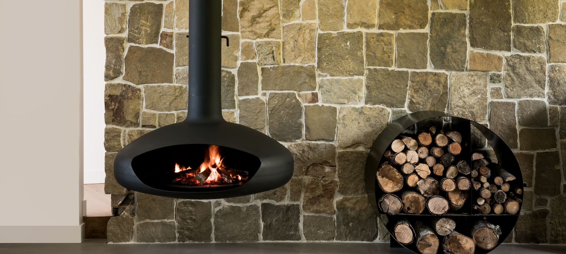 Aurora 'Hearth' suspended fireplace