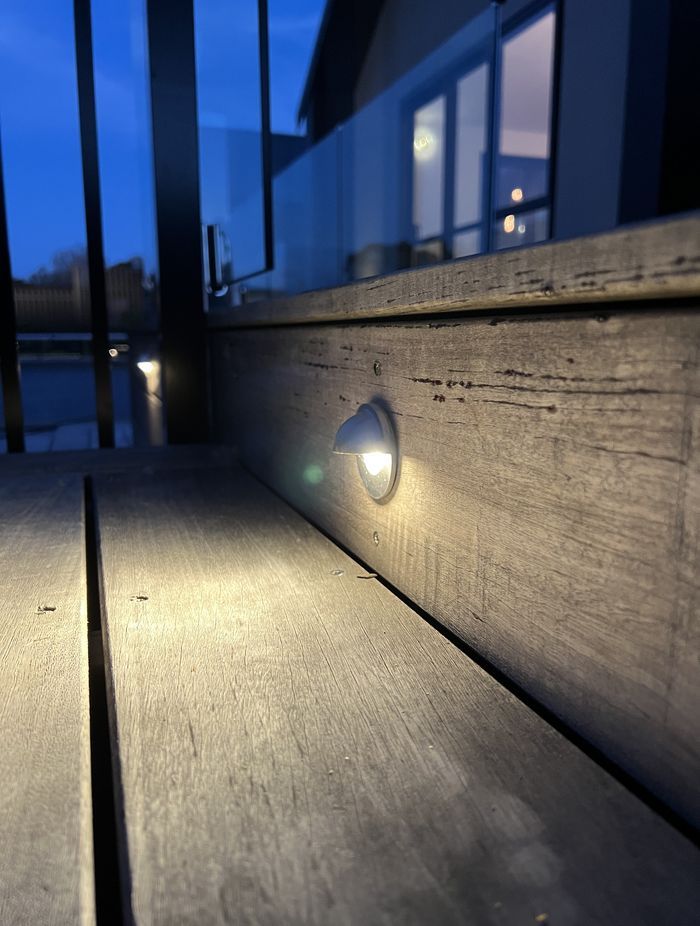 Subtle lighting can help wayfinding outdoors.