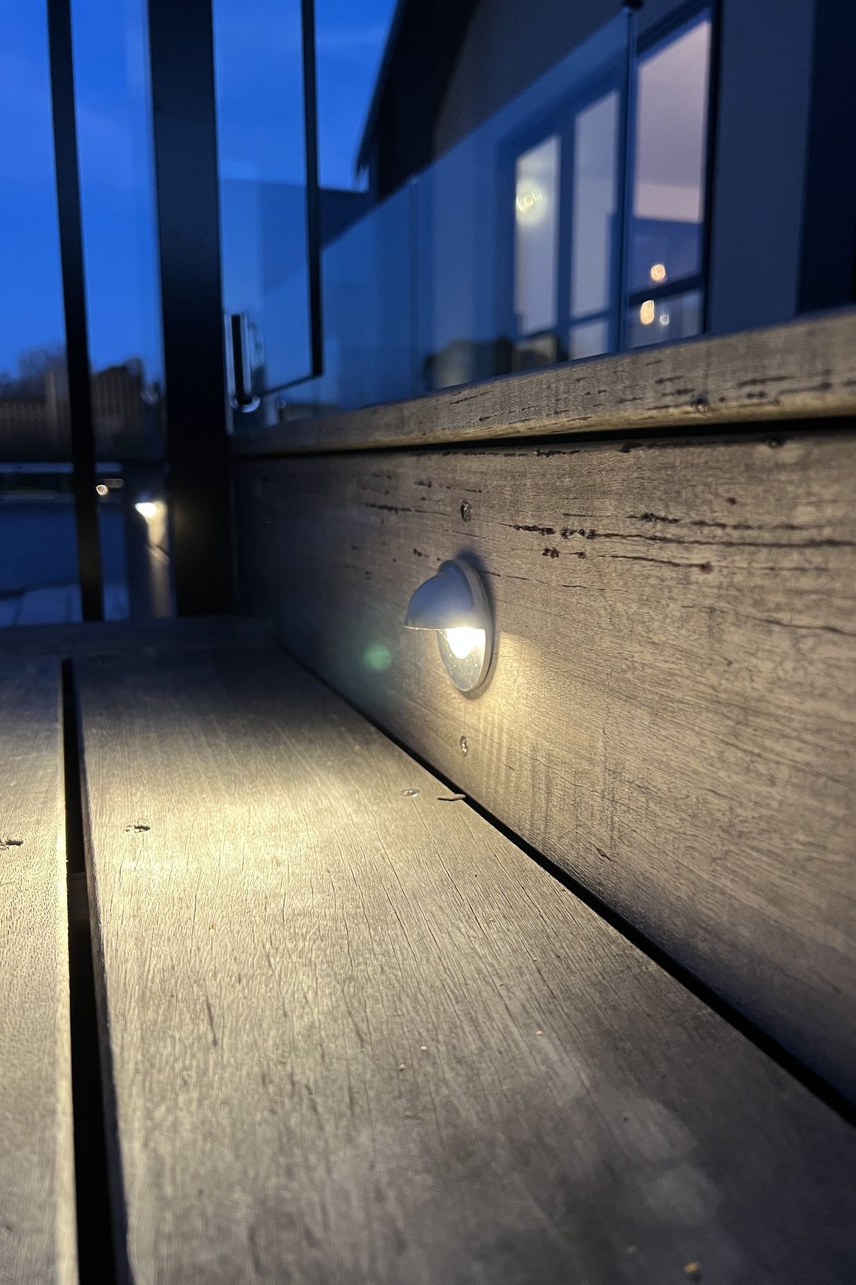 Subtle lighting can help wayfinding outdoors.