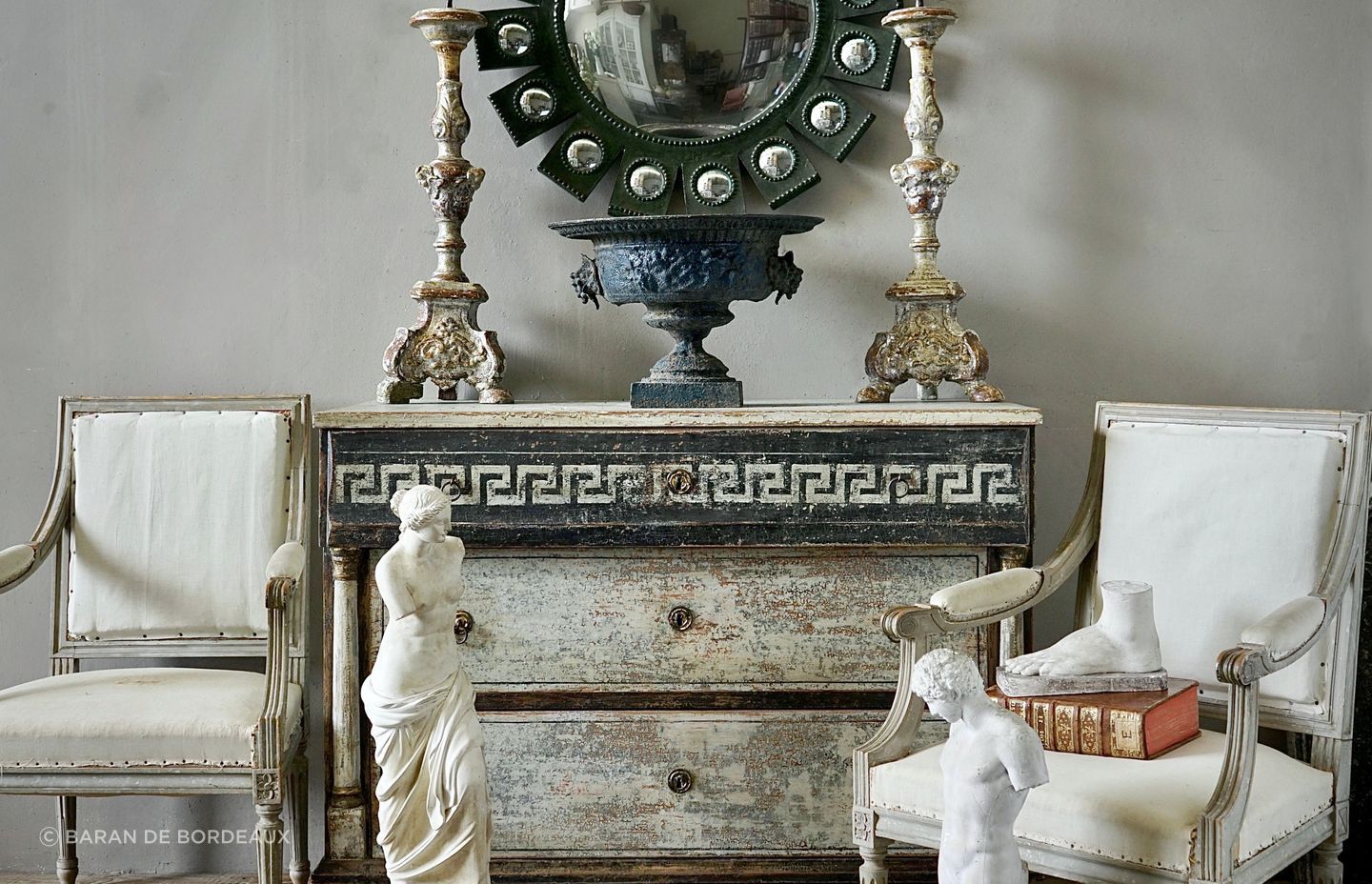 Baran de Bordeaux sources unique antique pieces from France and Italy.