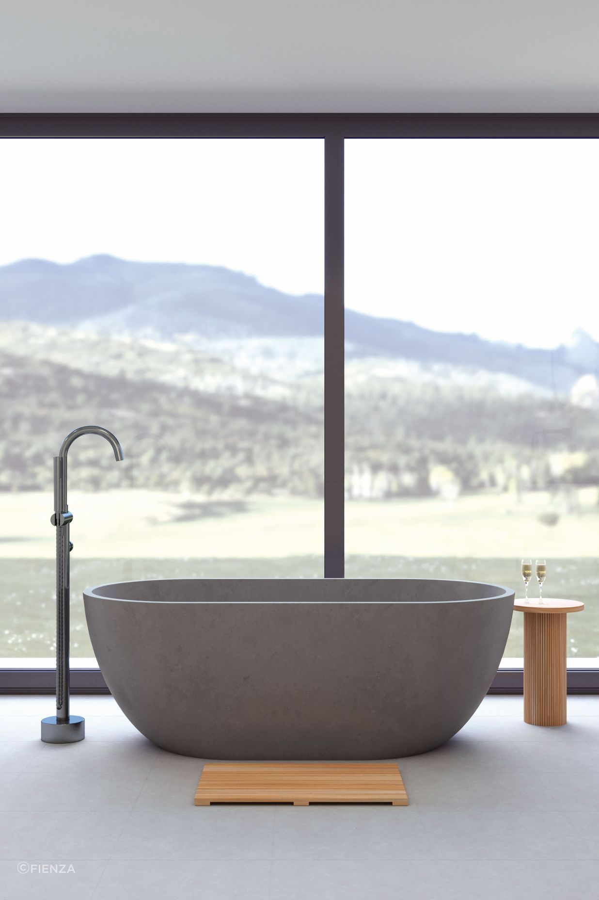 The Jada Freestanding Bath in Warm Grey.