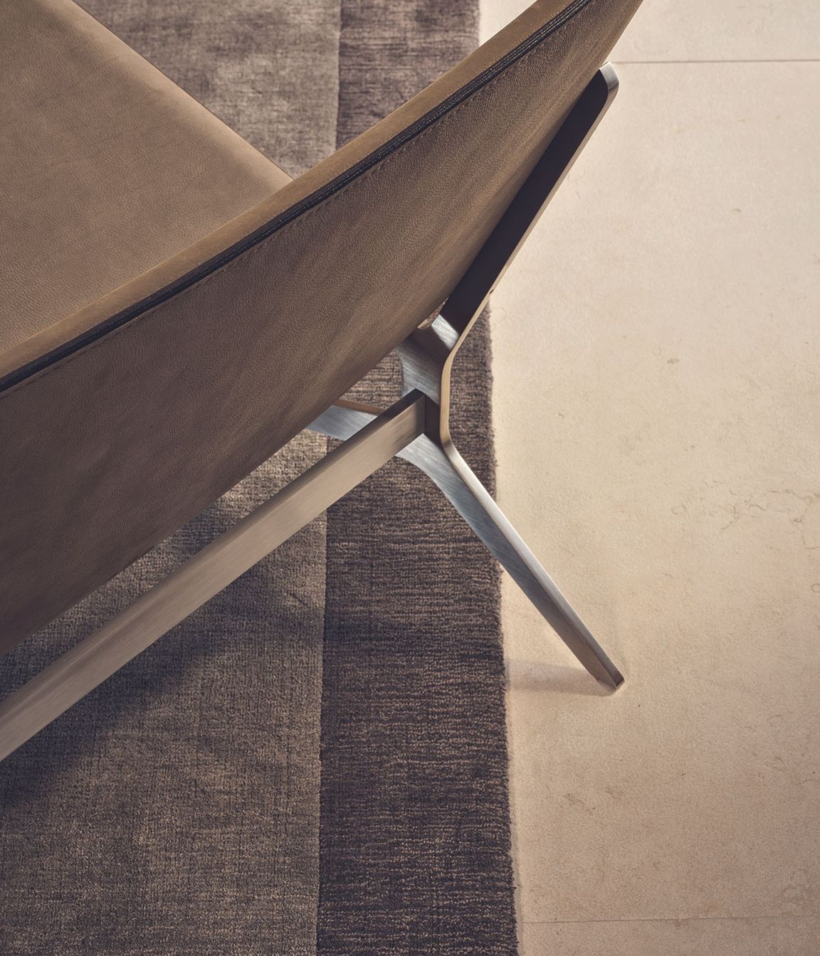 The Kay comes in fabric or leather and captivates with its clean lines