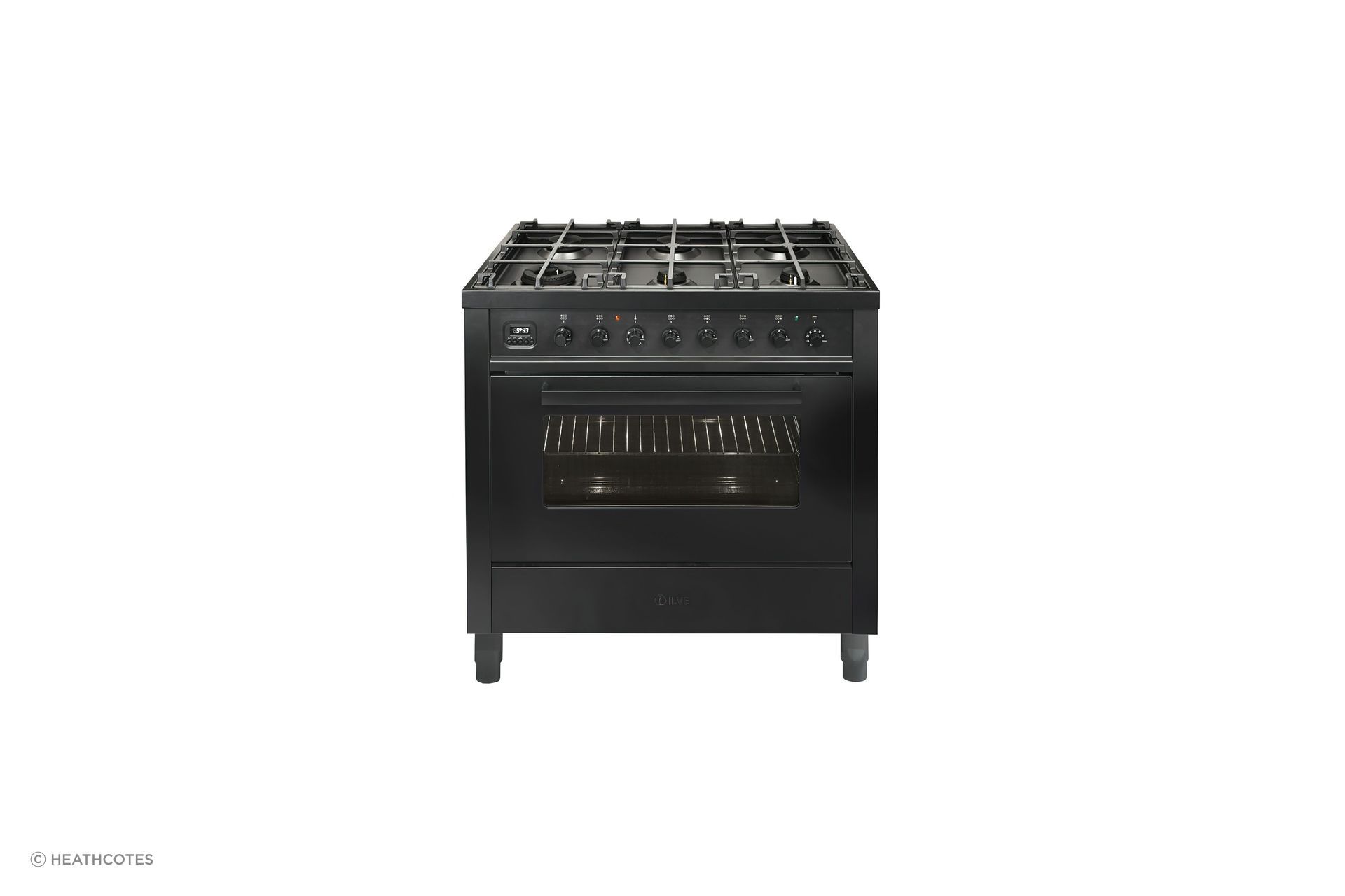 The ILVE Nero Lusso Freestanding Dual Fuel Oven has precision thermostatic technology that allows for rapid heating from 0-250°C.