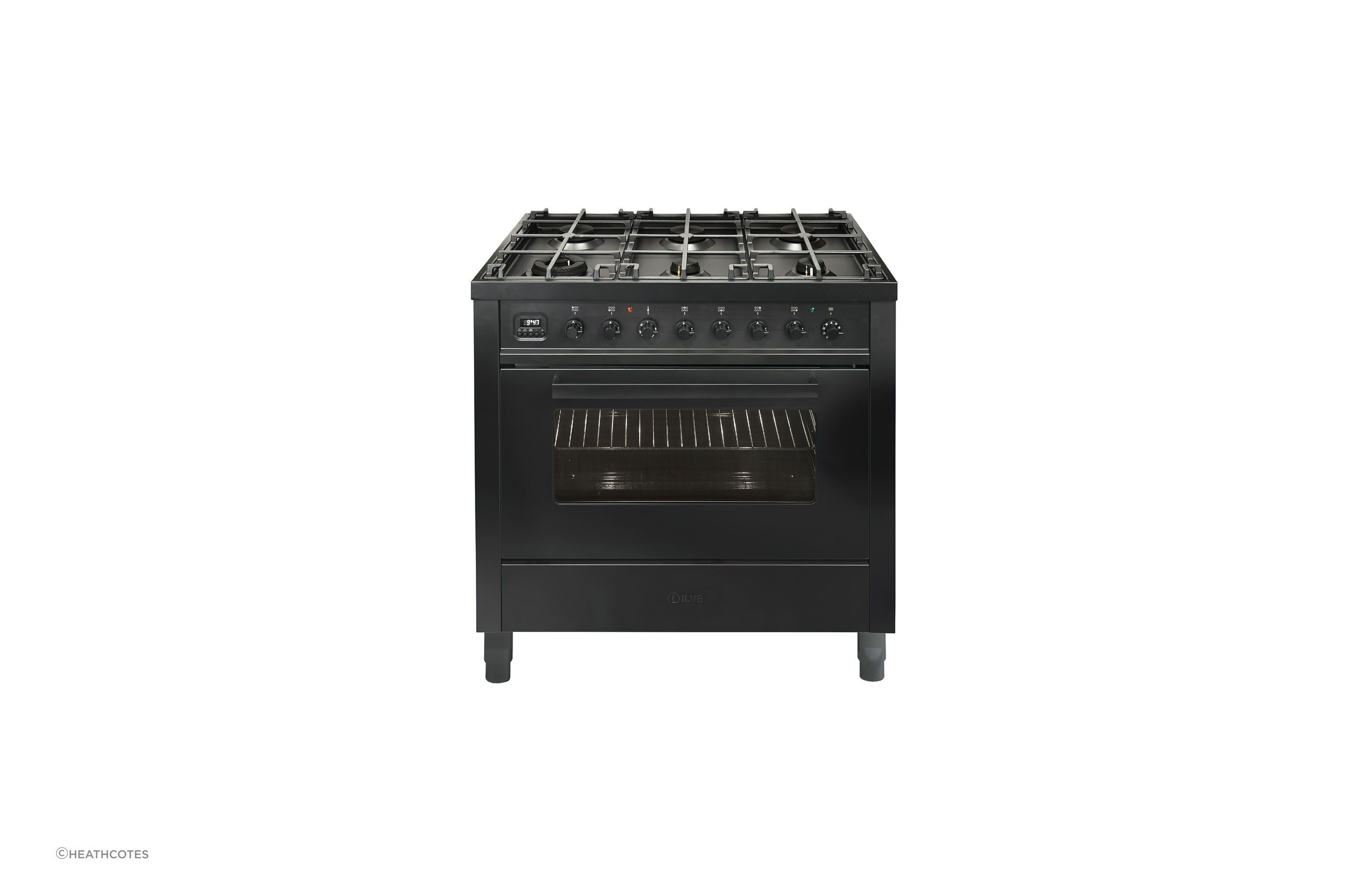The ILVE Nero Lusso Freestanding Dual Fuel Oven has precision thermostatic technology that allows for rapid heating from 0-250°C.