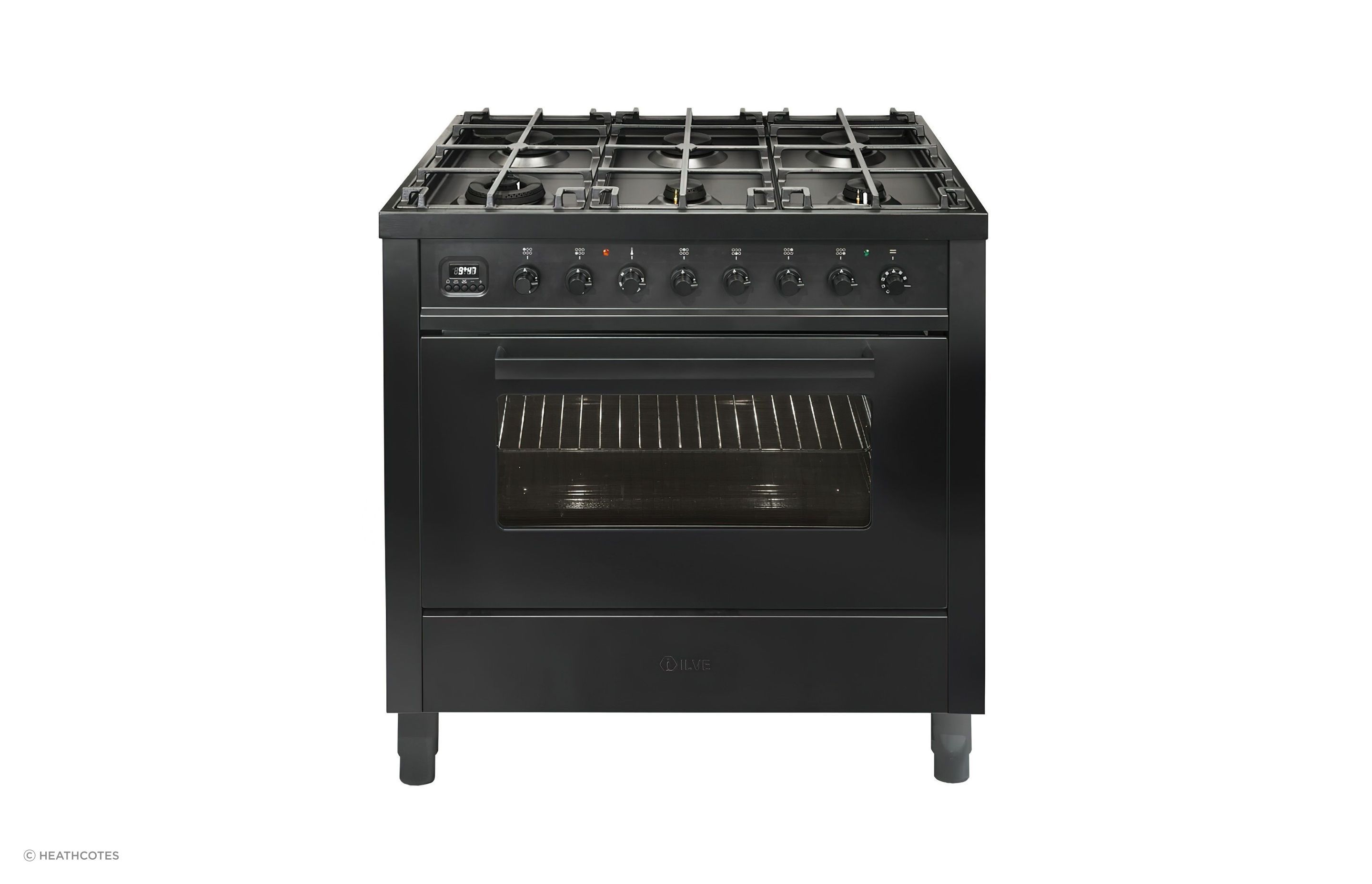 The ILVE Nero Lusso Freestanding Dual Fuel Oven has precision thermostatic technology that allows for rapid heating from 0-250°C.