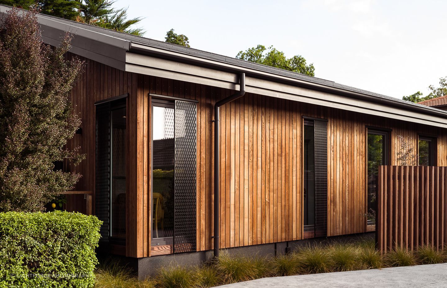 The thermal modification process imparts a beautifully deep shade that brings out the wood's natural grain and character.