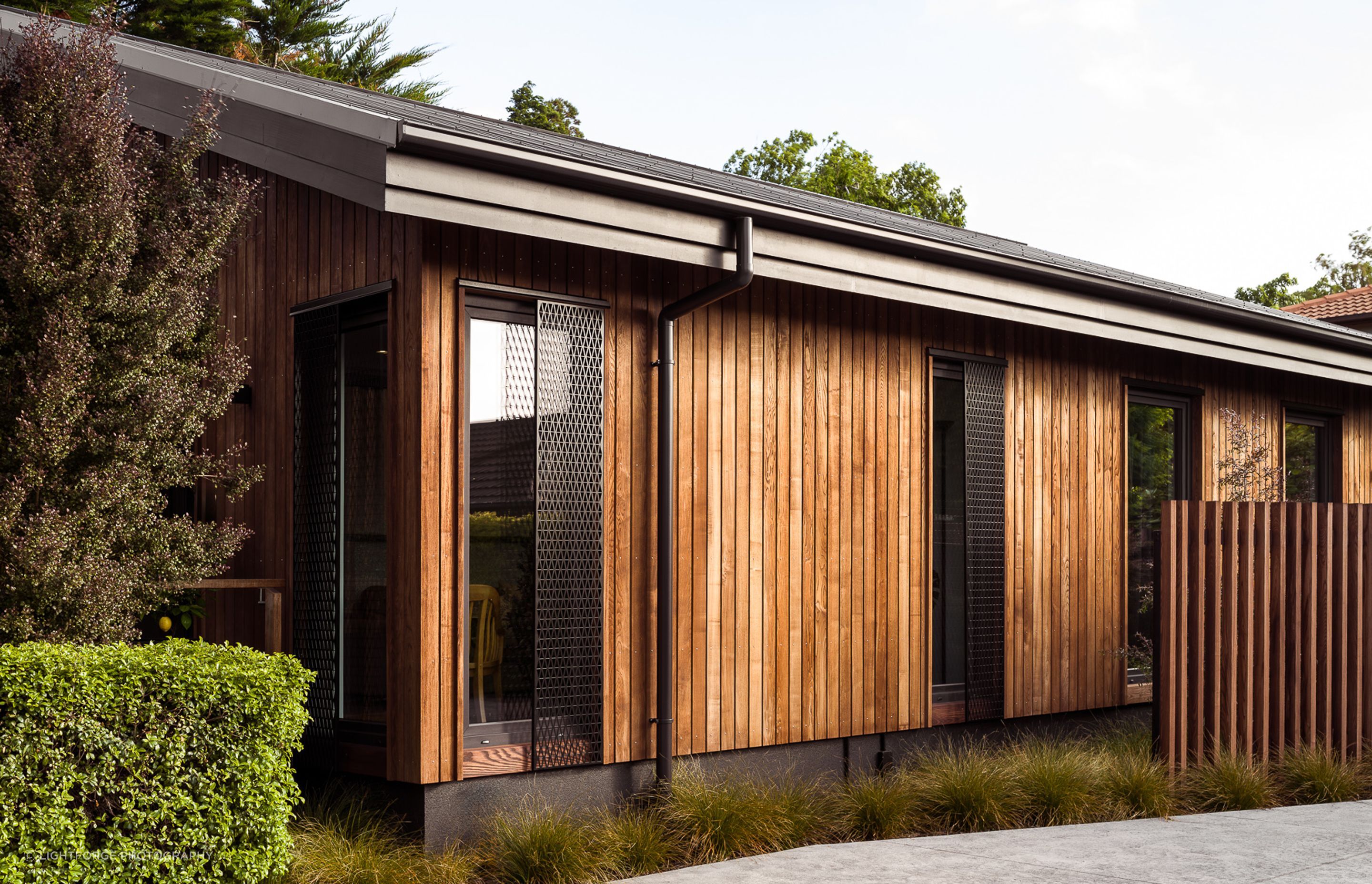 The thermal modification process imparts a beautifully deep shade that brings out the wood's natural grain and character.