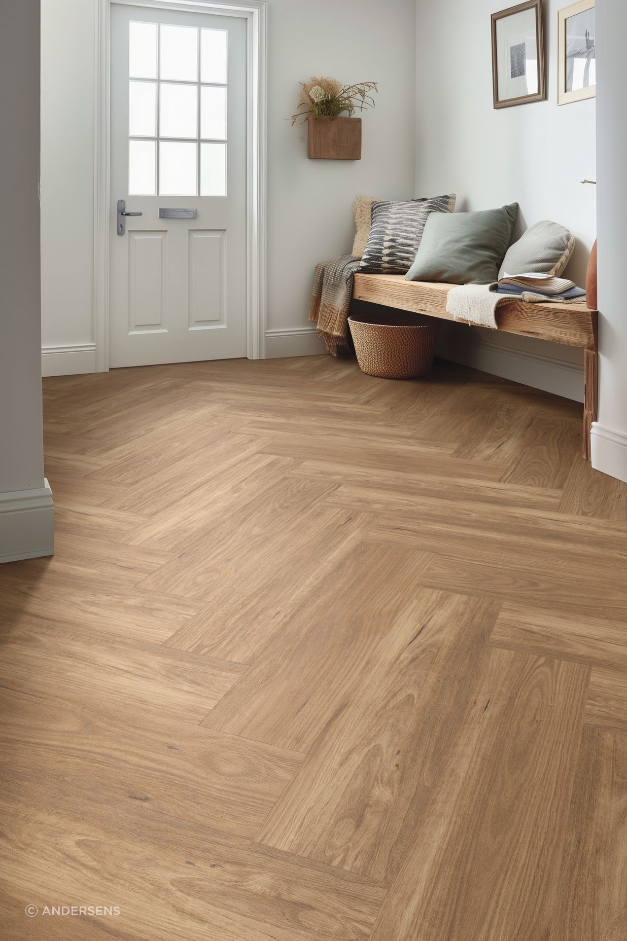 A parquet-style lay elevates this vinyl flooring from Andersens.