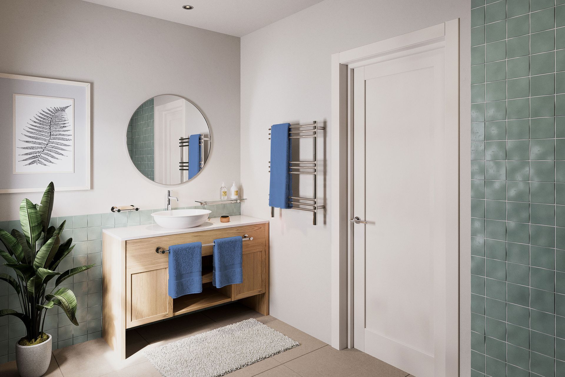 Bathroom Butler's Loft 9 heated towel rail for drying towels post swim.